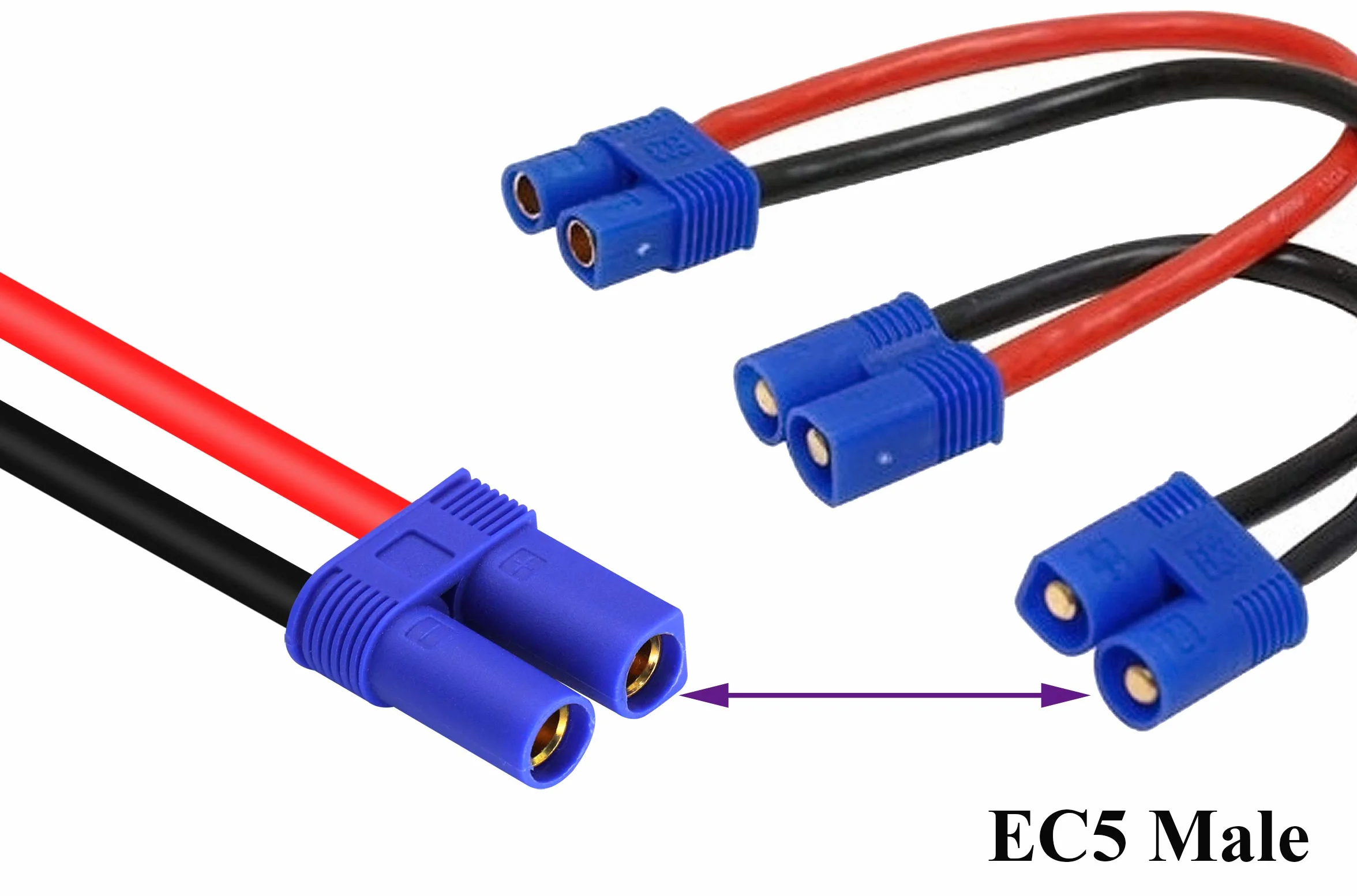 EC5 na kabel adaptera zacisku O-ring, EC5 żeński na oczko oczko, złącze przedłużające 10AWG, RC ESC, ładowarka boczna (40 cm)