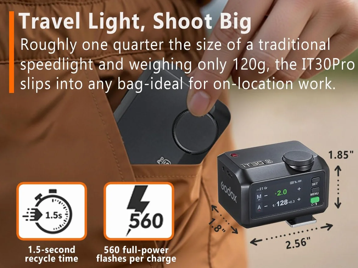 GODOX IT30PRO C lampa błyskowa z dyfuzorem, IT30 PRO C TTL HSS 1/8000s, kompatybilna z Canon EOS R, RP, R5, R6, R7, R8, R5 Mark II, R6 Mark II, 90D, 750D, M50, M3