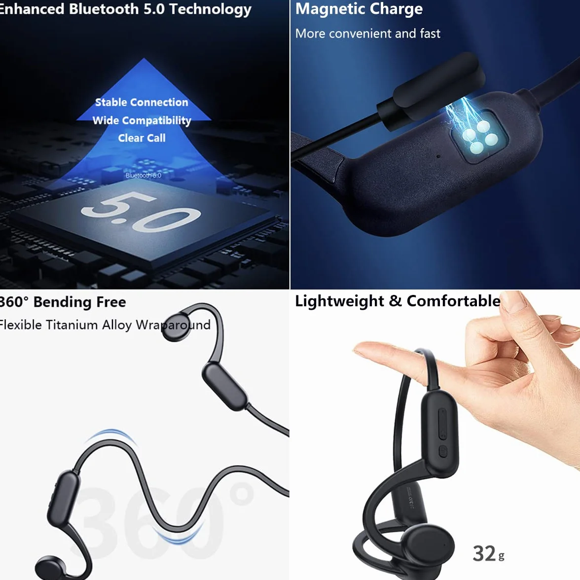 Słuchawki do pływania Bluetooth 5.0, 8 GB, do pływania, odtwarzaczy MP3, wodoodporne bezprzewodowe słuchawki sportowe IPX8, otwarte ucho, podwodne słuchawki do biegania, jazdy na rowerze,