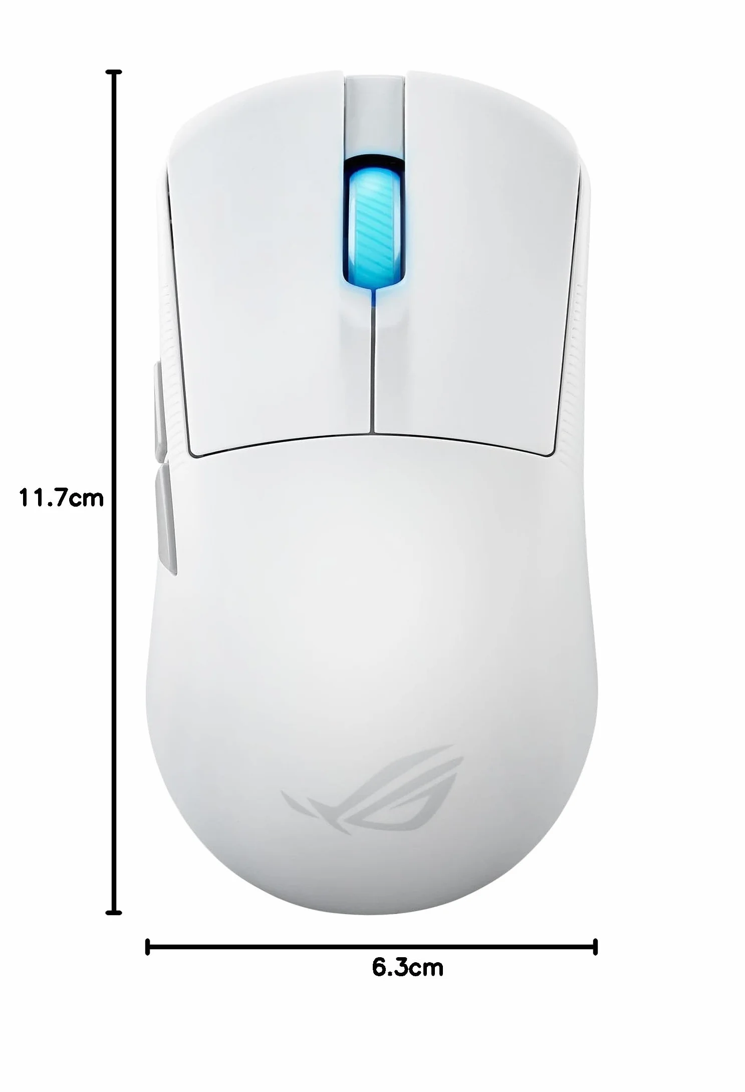 ASUS ROG Harpe Ace Mini bezprzewodowa mysz do gier, 49 g, lekka, czujnik optyczny AimPoint Pro 42K, mikroprzełączniki optyczne, ROG Polling Rate Booster, Esports i FPS, mała, średnia, księżycowa biel