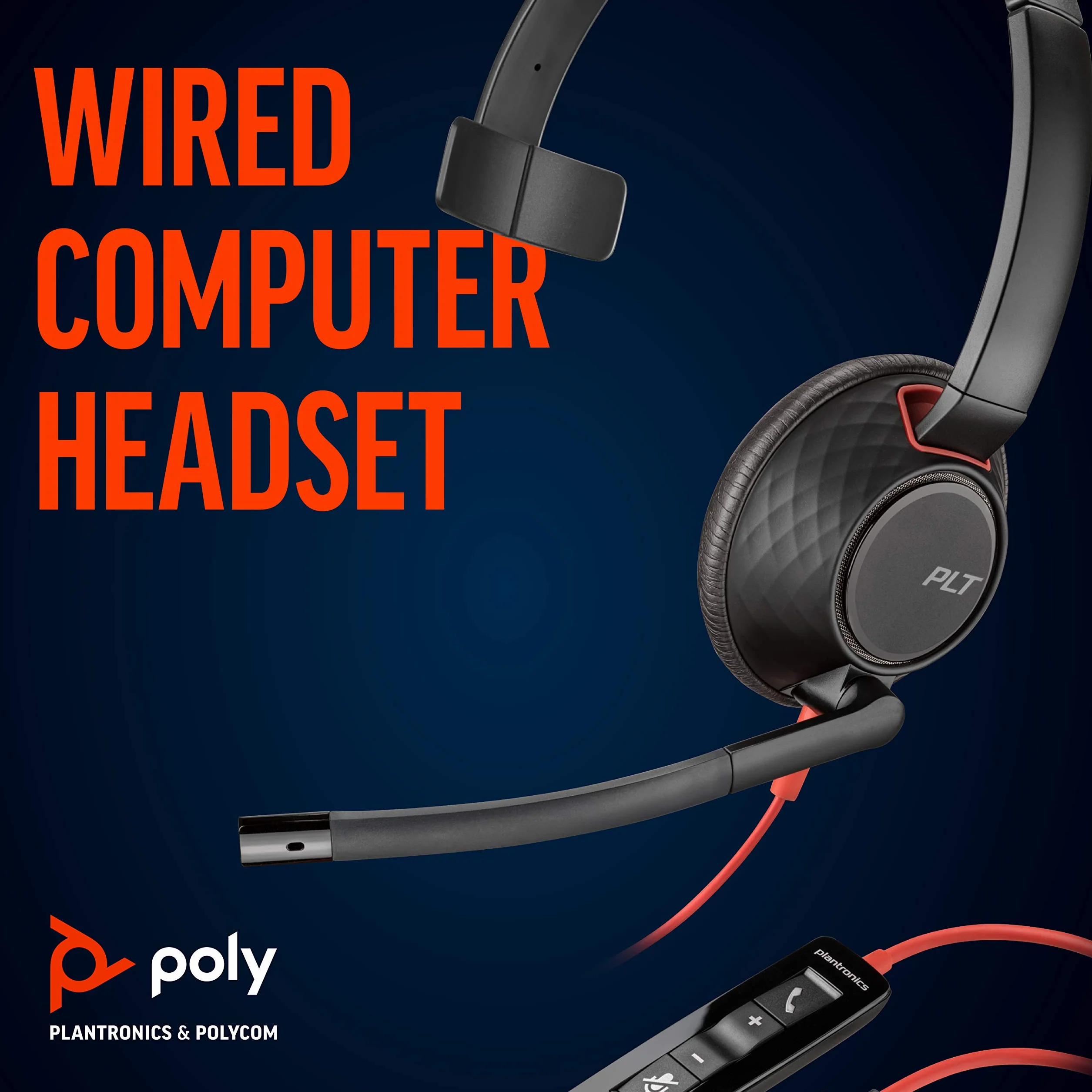 Plantronics Blackwire 5210 zestaw słuchawkowy USB-C – przewodowy zestaw słuchawkowy mono do komputera PC z ramieniem mikrofonowym – połączenie z komputerem PC/Mac, tabletem i/lub telefonem komórkowym