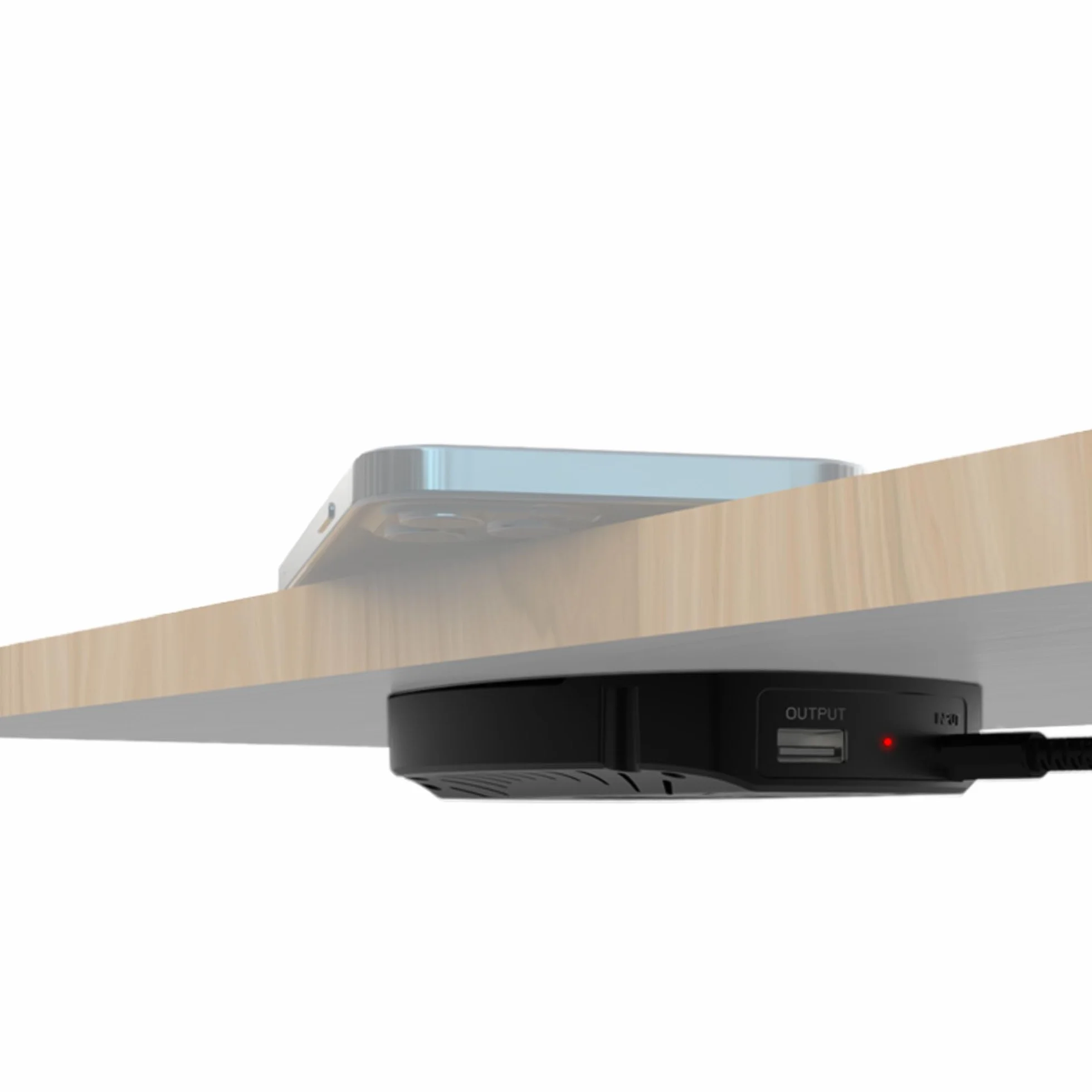 Kalb | DualCharge 10 W bezprzewodowa ładowarka z wyjściem USB 15 W, podstawa do 30 mm, niewidoczna, ładowarka indukcyjna z wentylatorem, zasilacz, kabel 1200 mm