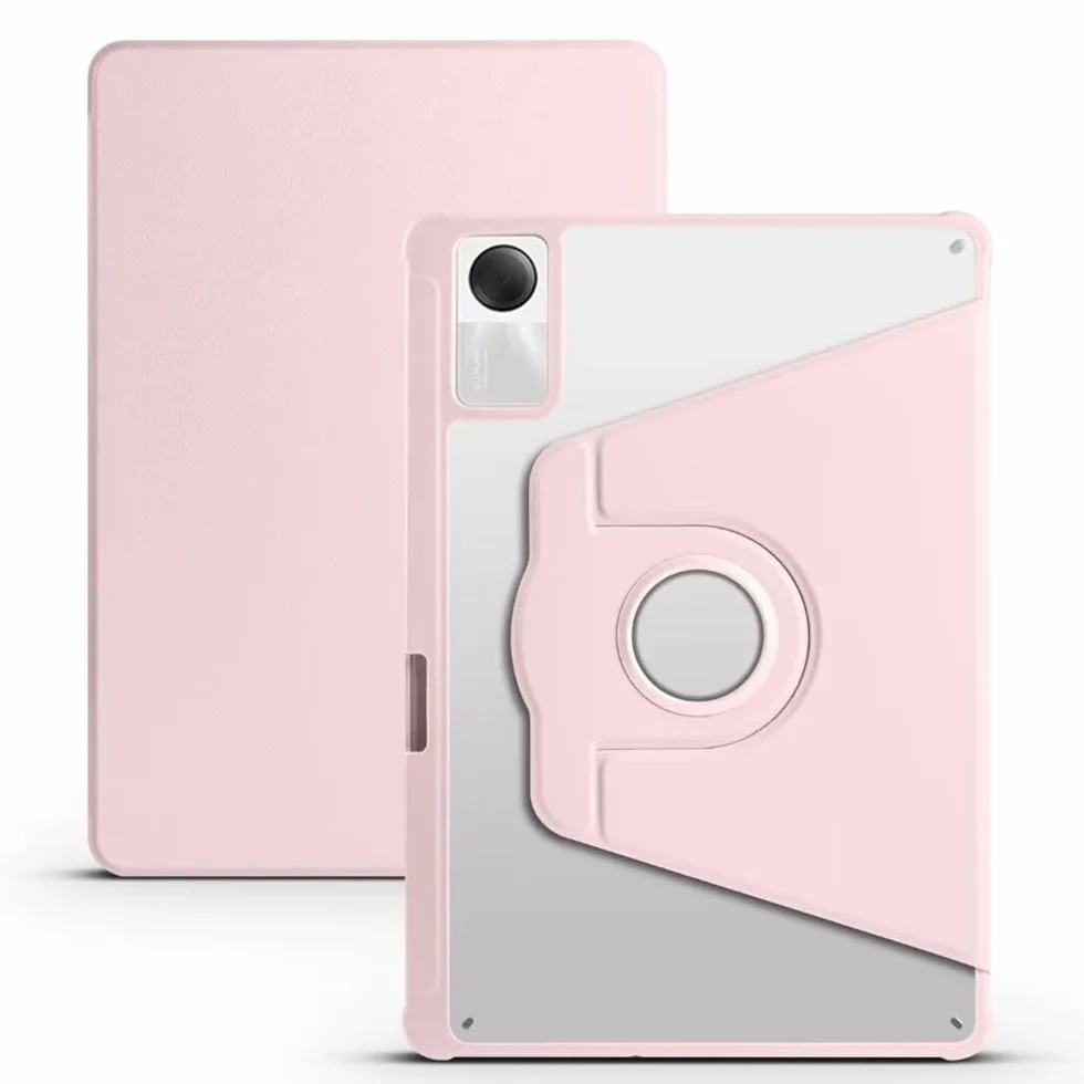Generic etui kompatybilne z Xiaomi Redmi Pad 2 (kolor: różowy) inteligentne etui obrotowy stojak skórzany silikonowy twardy pokrowiec