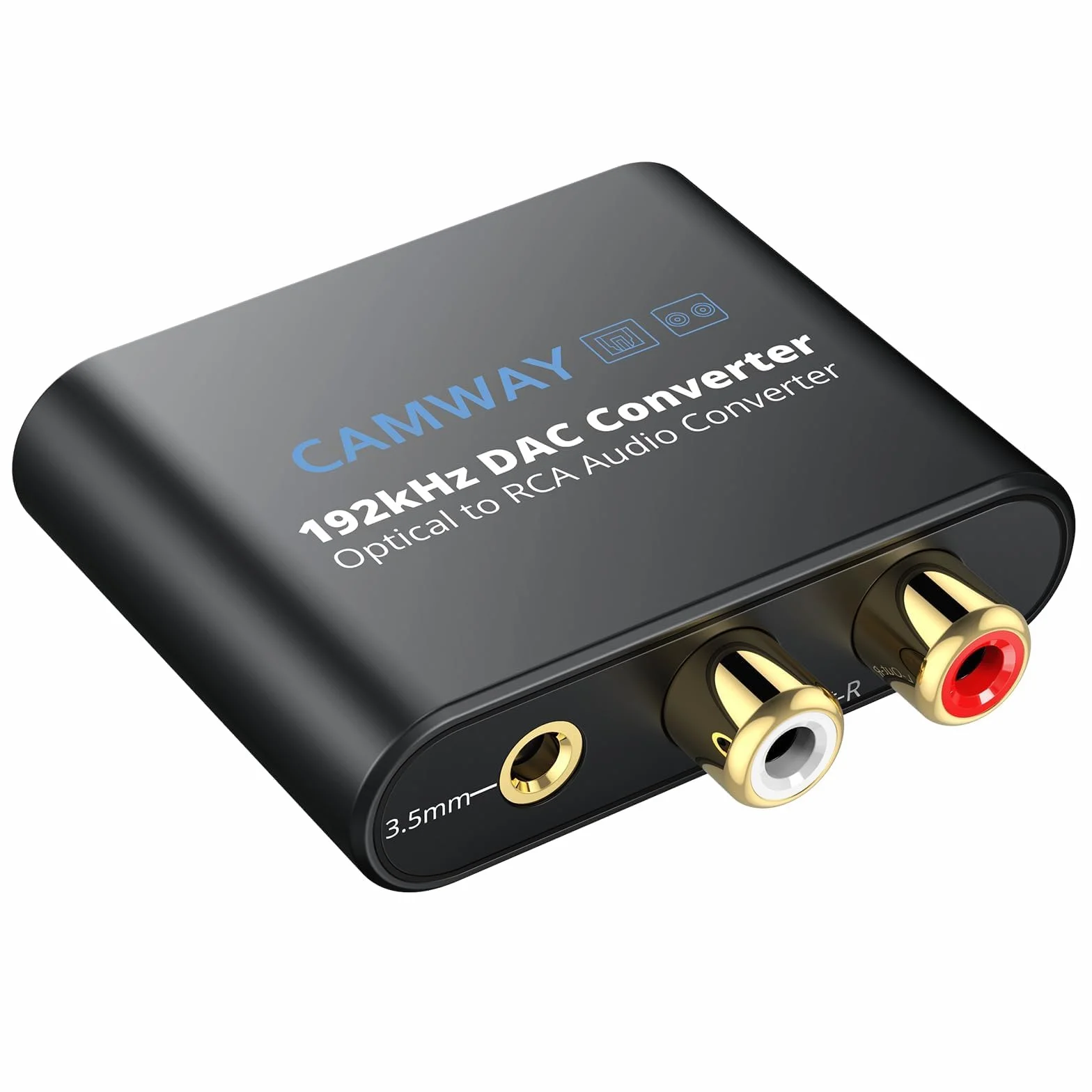 Przetwornik DAC, CAMWAY 192 kHz DAC cyfrowy na analogowy, konwerter audio, SPDIF optyczny Toslink do analogowego RCA Audio 3,5 mm adapter z kablem optycznym 1 m, konwerter DAC do TV, DVD, Blu-ray Xbox