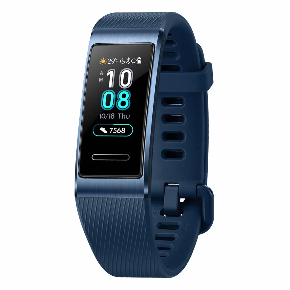 HUAWEI Band 3 Pro All-in-One Fitness Tracker aktywności, wodoodporność 5 ATM, do pływania, monitor tętna 24/7, wbudowany GPS, tryb Multi-Sport, śledzenie snu, niebieski, jeden rozmiar