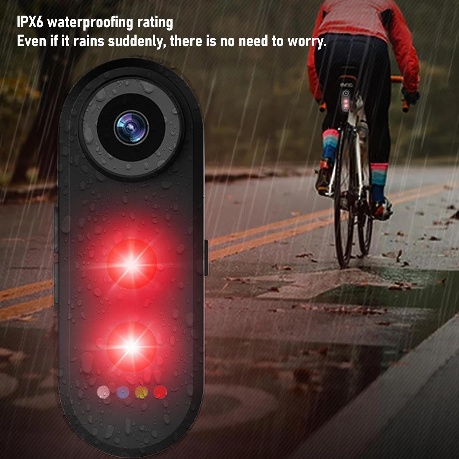 Bewinner Kamera Rowerowa z Ogonem światła, Sportowy Aparat Akcji 1080p, App Control Outdoor Cycling Outhling Oll -View z Mocowaniem, Odporny na wodę IPX6, Kąt Szerokości 140 °