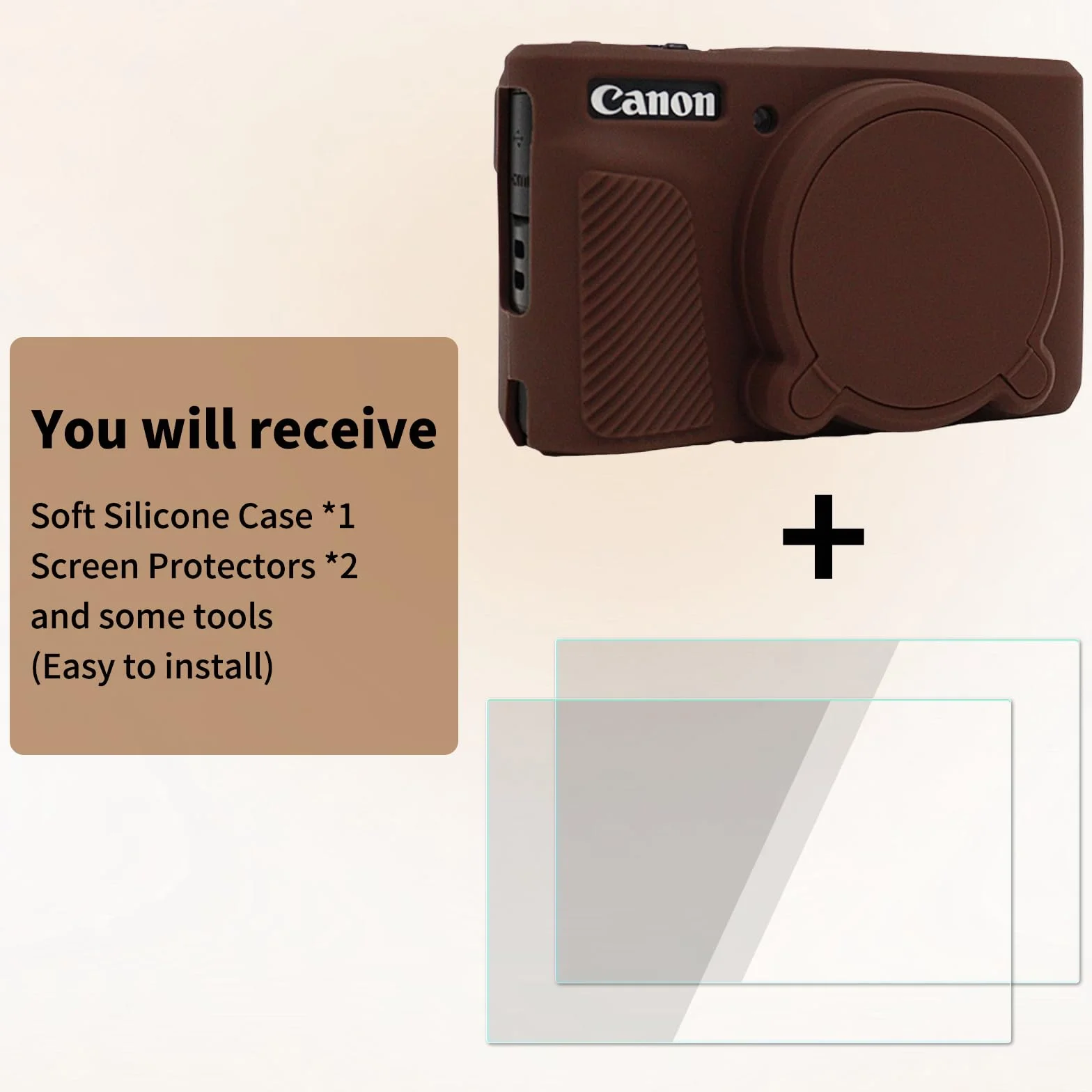 SX740 zestaw akcesoriów do etui na aparat Canon PowerShot SX730 SX740 HS silikonowe etui ochronne brązowe