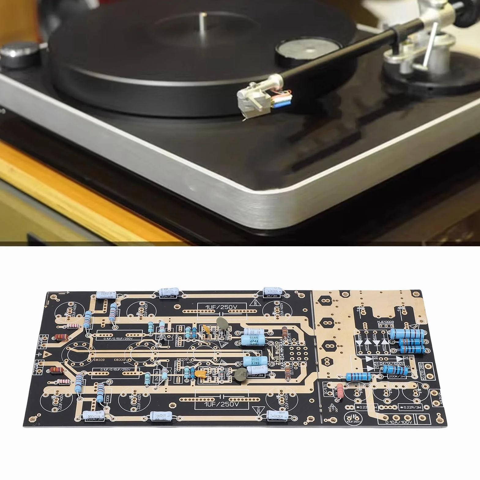 Ejoyous Płytka Drukowana Wzmacniacza Gramofonowego, Płytka PCB Mm Gramofonu, 130 X 285 Mm z konstrukcją 12AX7 X 3, Kompletne Komponenty, dla Entuzjastów LP HiFi Audio