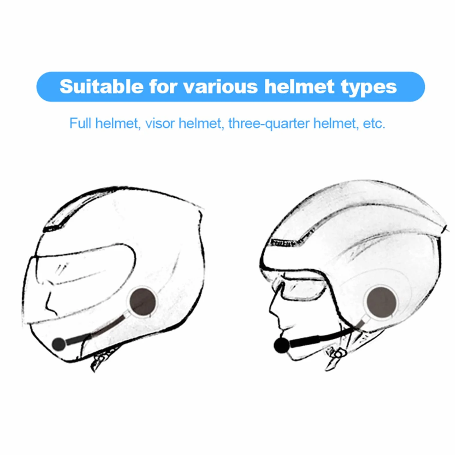 Ejoyous Zestaw słuchawkowy Bluetooth do kasku motocyklowego, słuchawki do kasku motocyklowego, Hi-Fi, bezprzewodowe, czarne