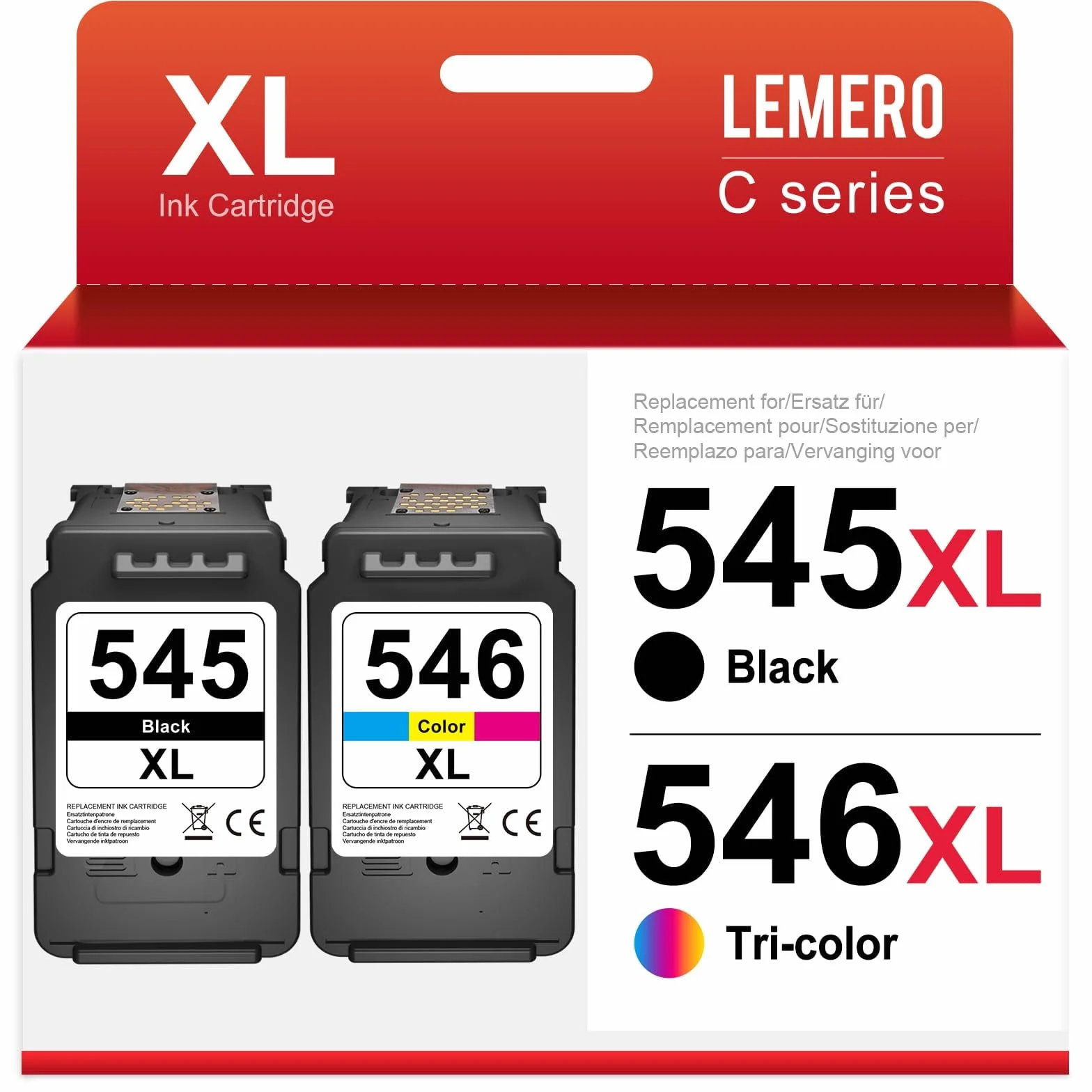 LEMERO Regenerowany PG-545XL CL-546XL zamiennik dla Canon 545XL 546XL PG545XL CL546XL Kratridges do Canon PIXMA MG2950 IP2850 MG2450 MG2550, kolor czarny