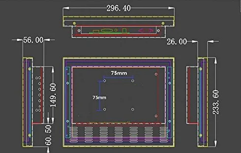 GOWE 12 cali 4:3 ekran dotykowy monitor do maszyny, 1024 * 768, HDMI VGA AV wejście USB metalowa obudowa, powierzchnia wodoodporna