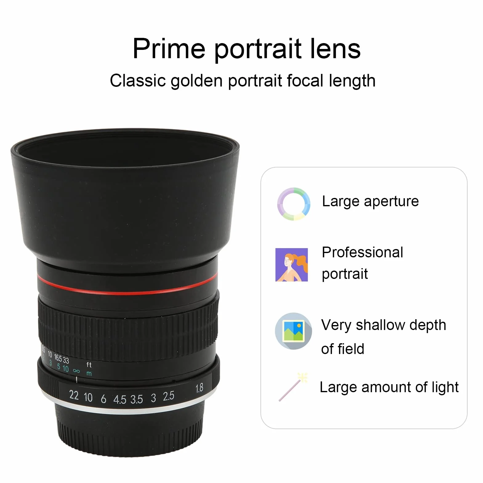 85mm F1.8 z Dużą Przysłoną, Pełnoklatkowy Obiektyw Aparatu z Ręcznym Ustawianiem Ostrości, Mocowanie AI Obiektywu Stałoogniskowego, Kąt Widzenia 28,3°, dla D850, D810, D800, D780, D750,