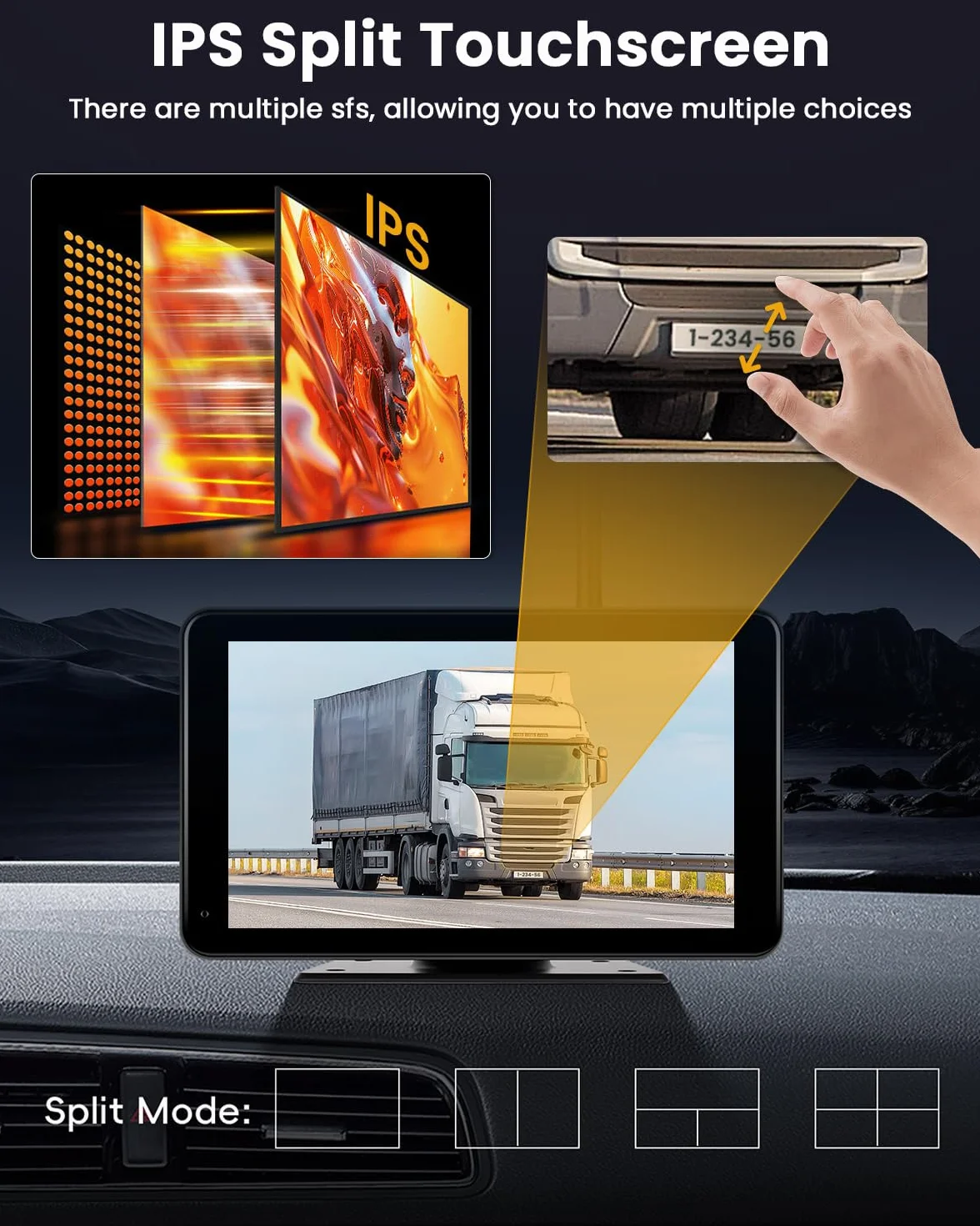 Roinvou Bezprzewodowa kamera cofania z monitorem 7 cali HD 1080P, pomoc w parkowaniu z BSD, IP68, noktowizor, do ciężarówki, narzędzia, kampera, przyczepy, samochodu, 12V-24V