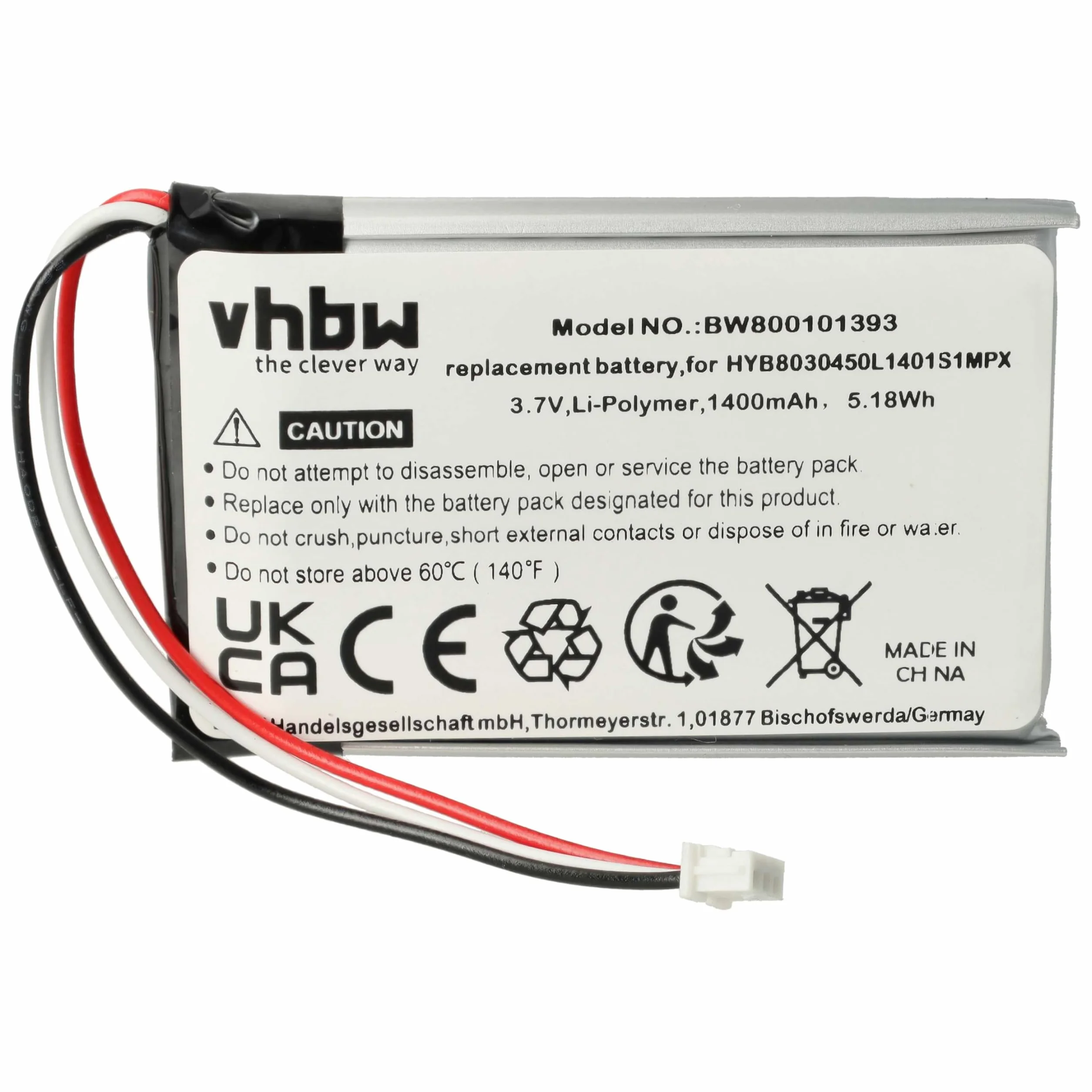 Bateria LI-ION (1400 mAh) nadaje się do VDO Dayton, PN1000, PN2050, PN 1000 2050 zamiennik HYB8030450L1401S1MPX