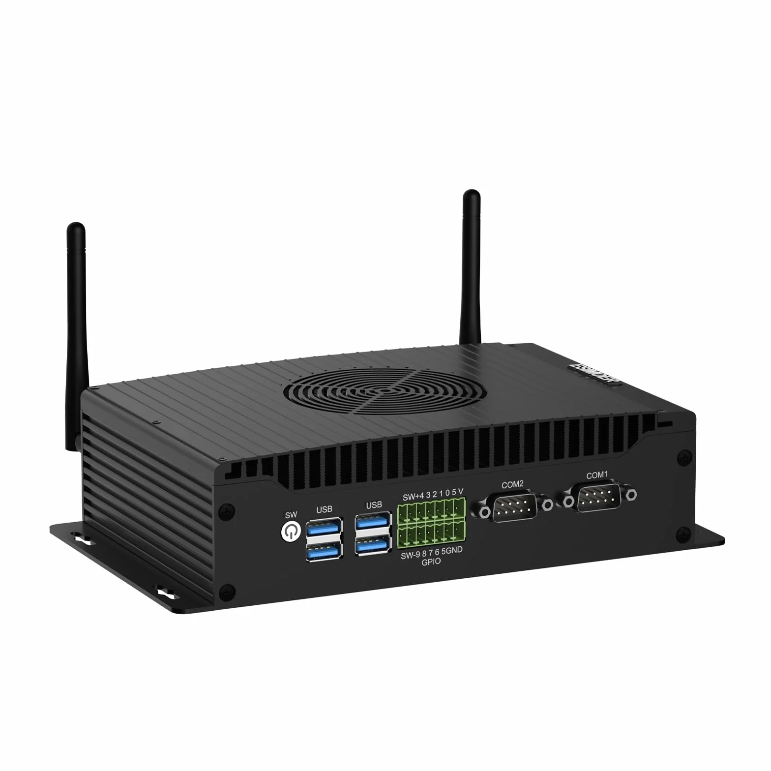 Przemysłowy Mini PC i5-1235U 16GB RAM 256GB SSD Wentylator | Triple 4K 60Hz, Dual LAN, 2x RS232/422/485, GPIO, WiFi 6, BT, 5.2, 12V-19V DC (12V 6A standard), -10°C do 60°C, Auto Power On