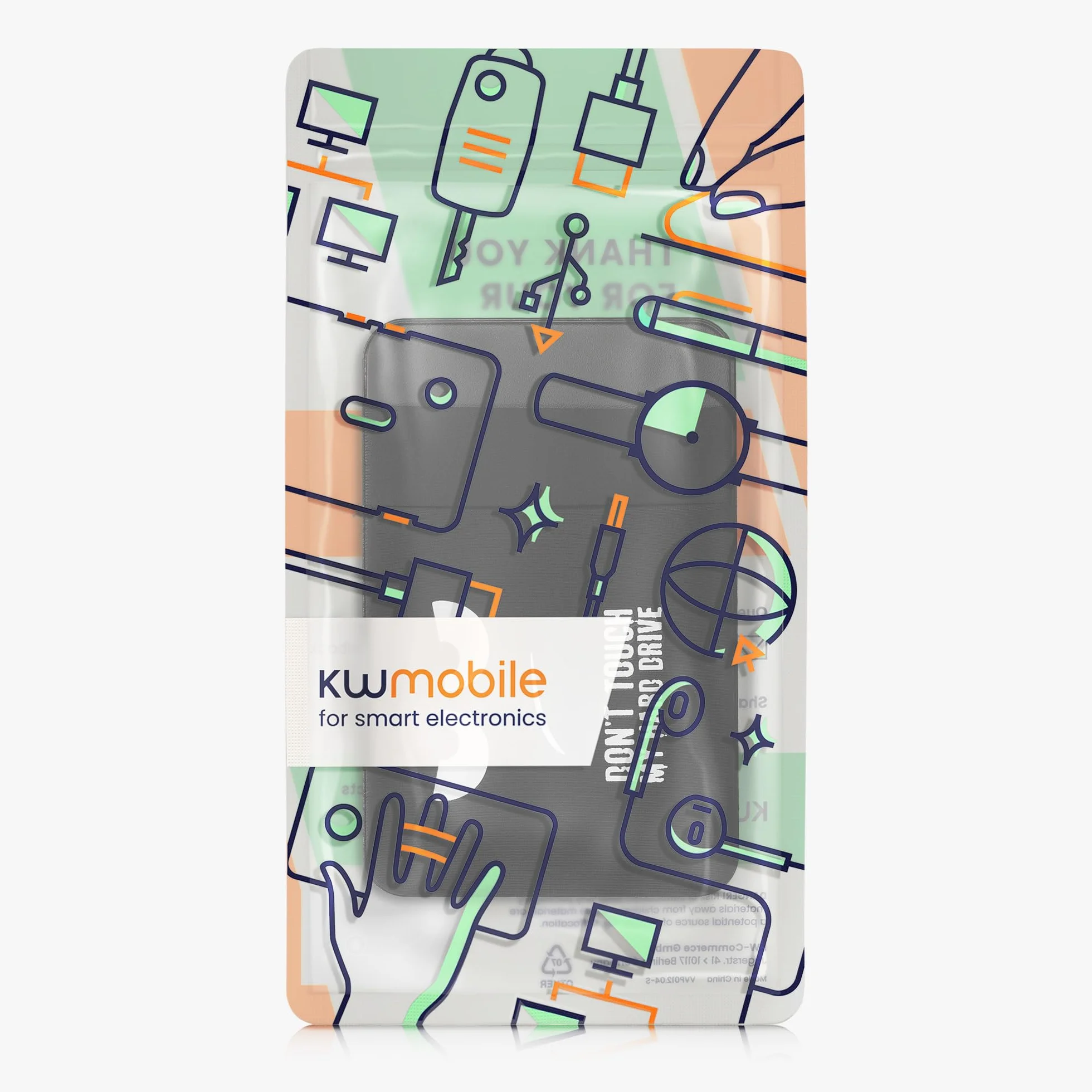 kwmobile Zewnętrzne etui na dysk twardy kompatybilny z SanDisk Portable SSD, Samsung T7, Crucial X8, HDD etui - 13 x 8,3 cm - uchwyt SSD z 2 przegródkami - Don't touch my Hard Drive