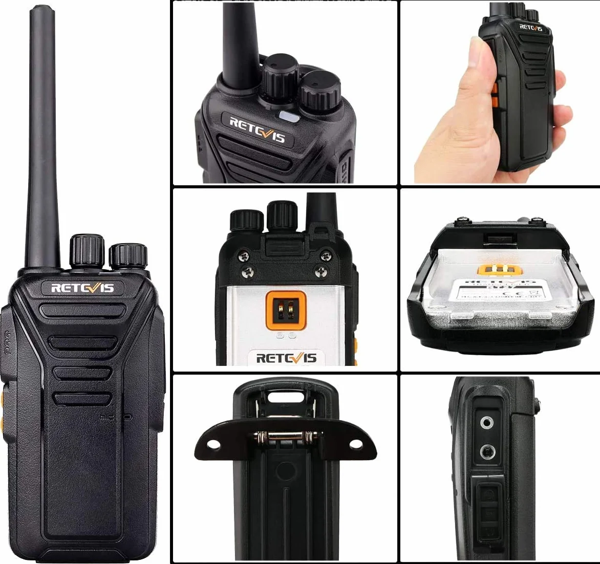 Retevis RT27 Handheld Walkie Talkies Akumulator Dalekiego Zasięgu 2-Drożny z CTCSS/DCS VOX do Airsoft Hiking Festival Planowanie Komunikacja Bezpieczeństwa (5 SztCzarny)