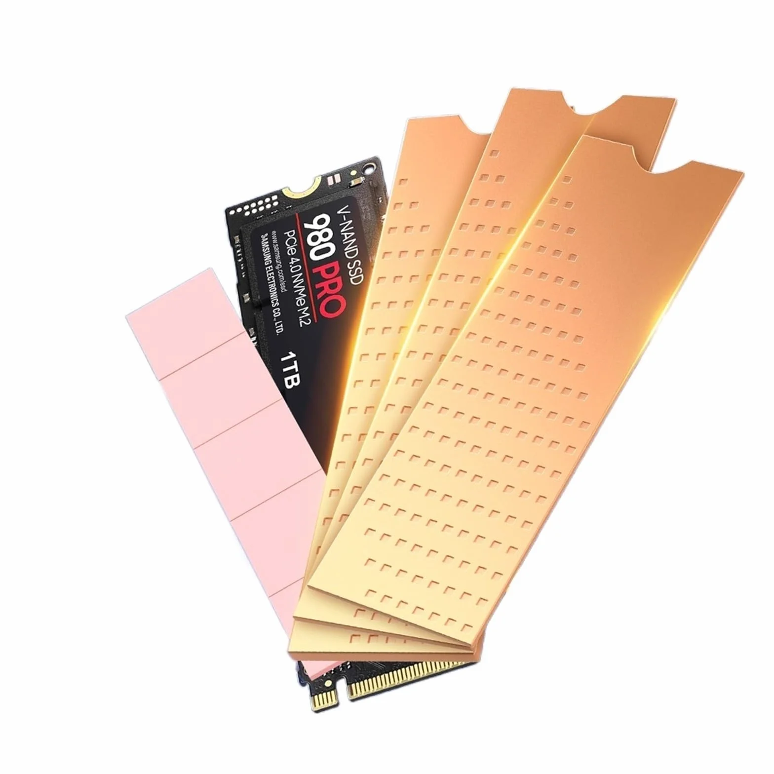 Radiator miedziany M.2, 3 szt. 2280 SSD Miedziana podkładka cieplna podkładka termiczna do laptopa stacjonarnego (kolor: COPPER 2)
