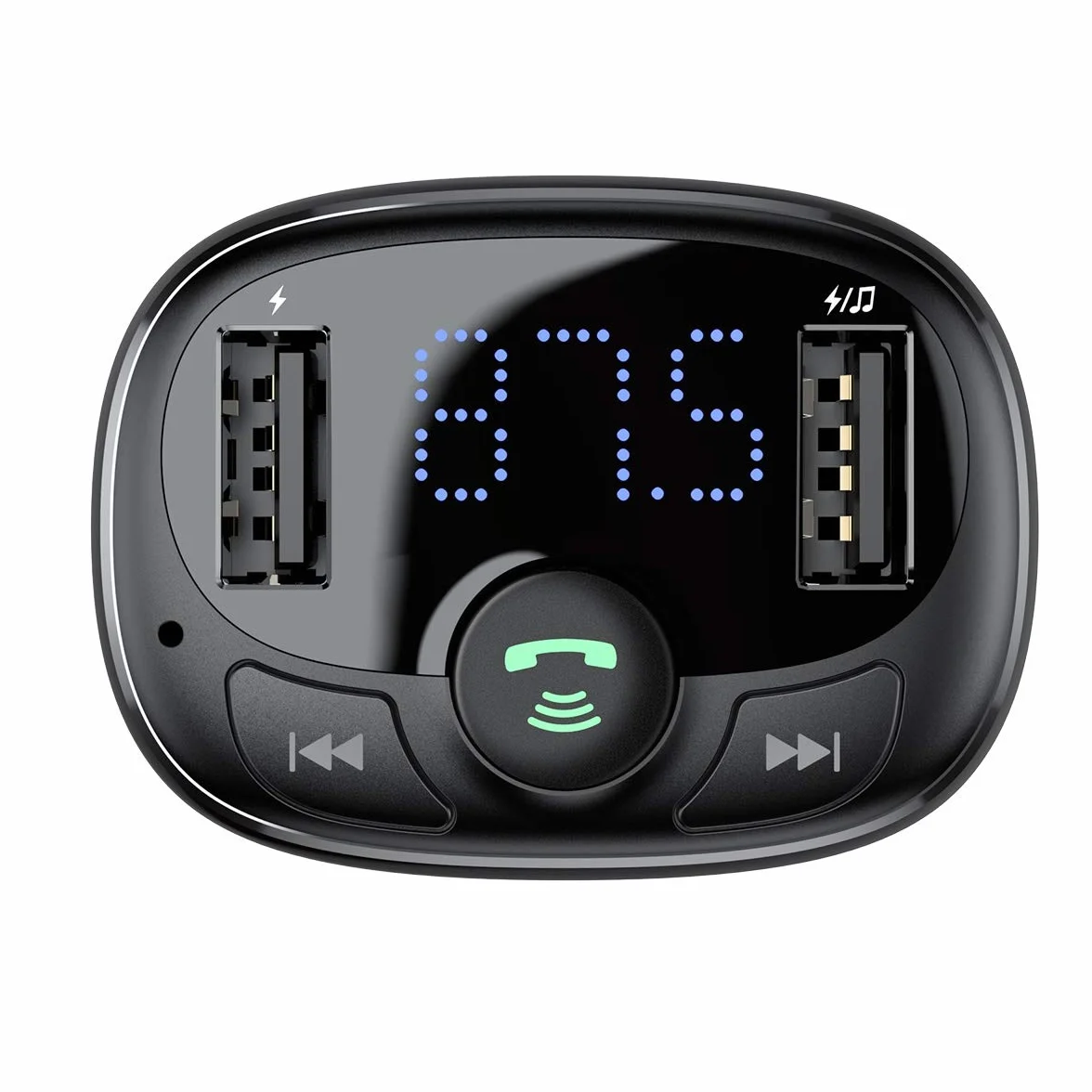 Baseus FM Transmitter T typed Bluetooth 2xUSB microSD (czarny)