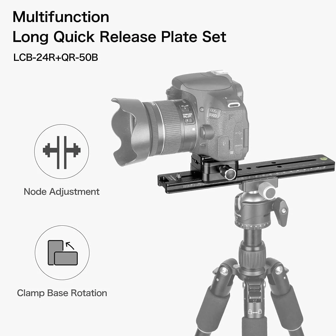 Koolehaoda 240 mm szyna węzłowa prowadnica metalowa Arca-Swiss Quick Release Plate Clamp, podwójny uchwyt kamery jaskółczy ogon uchwyt do aparatu DSLR statyw monopod głowica kulowa fotografia makro | Aluminiowa płyta szybkiego zwalniania CNC z poziomicą,