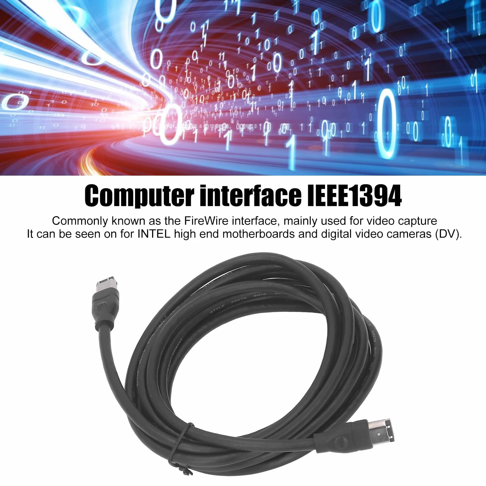 Kabel Firewire IEEE 1394, 9,8 Stopy 1394 6-pinowy Męski na 6-pinowy Męski Kabel Firewire, 400Mbps Kabel Firewire do Kamer, Aparatów Cyfrowych, Drukarek, Skanerów itp.