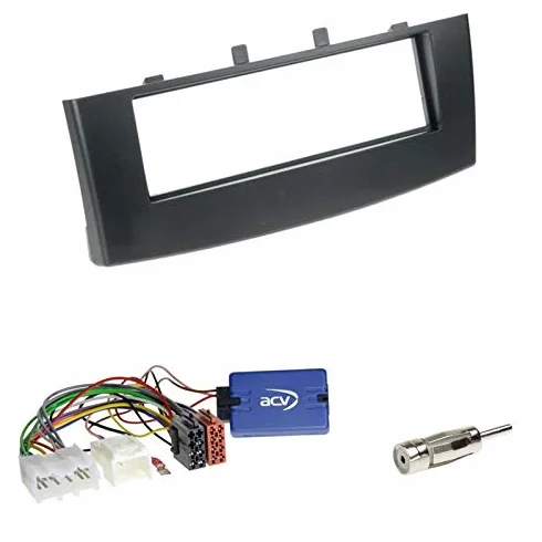 Zestaw do zabudowy: 1-DIN osłona radia ramka na radio uchwyt konsola czarna + interfejs kierownicy Kenwood adapter LFB do Mitsubishi Colt (Z30) 11/2008-11/2012