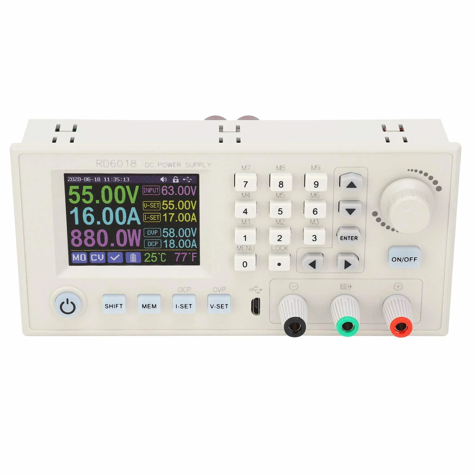 Zunate Regulowana Przetwornica Boost 1080 W DC-DC |Regulator Obniżający Napięcie 6–70 V do 0–60 V z Wi-Fi, Wyświetlacz LCD RD6018W (RD6018-W)