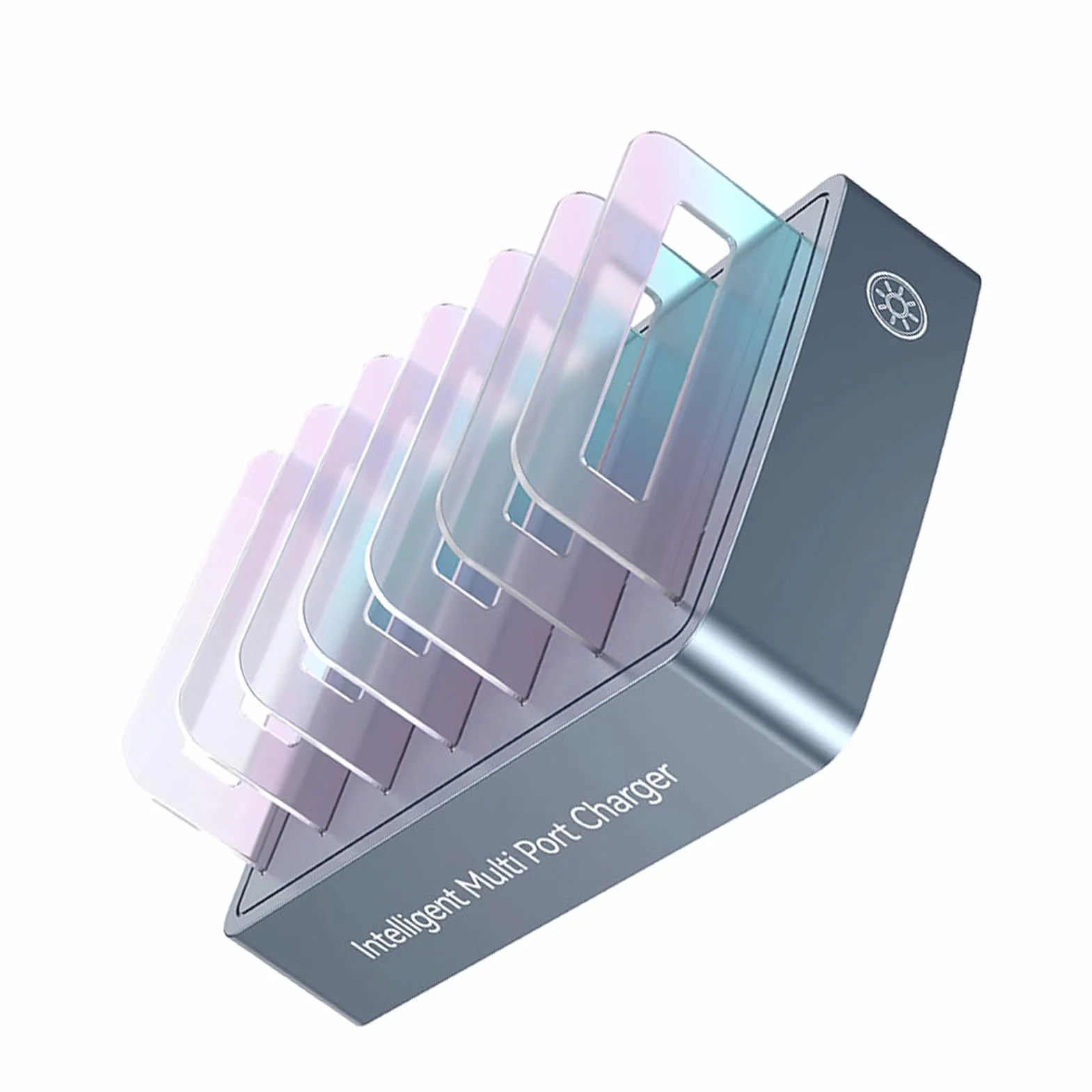 Wakects 6-portowa Stacja ładująca Przenośne ładowarki Biurkowe z mocą wyjściową PD 120 W 6 PortóW USB C, Każdy o Mocy 20 W Światło Oddechowe RGB Odłączane Gniazda na Biurko W Podróży Biurowej