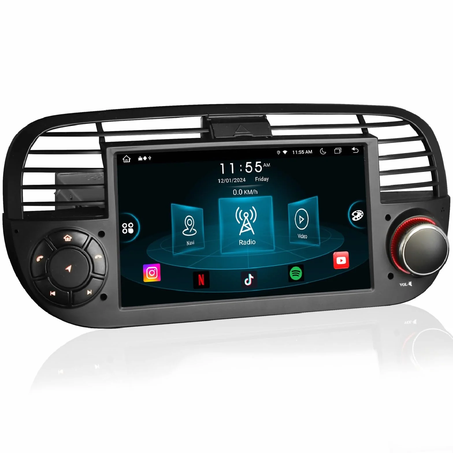 7-calowe, osiem rdzeni, 4 GB + 64 GB, Android 14 DAB+, radio samochodowe GPS do Fiata 500/500C/500S/500E z nawigacją DSP WiFi 4G Bluetooth 5.0 RDS, Canbus, sterowanie kierownicą, obsługuje CarPlay