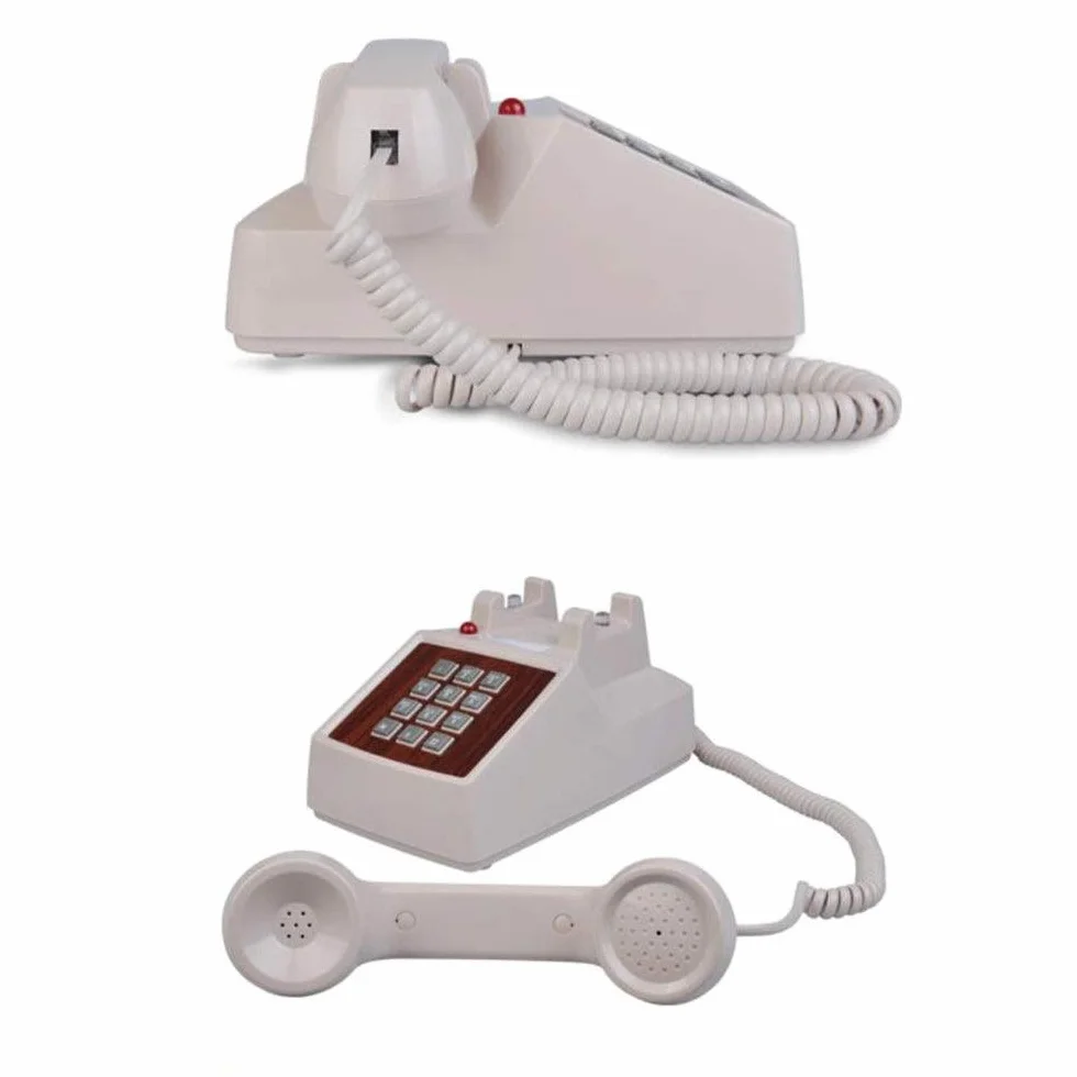 Telefony z tarczą obrotową Retro telefon stacjonarny na biurko, przewodowy do domu i wystroju, białe kreatywne telefony