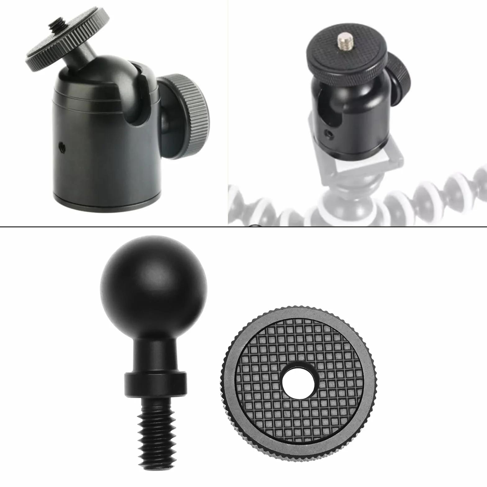 Konwerter głowicy kulowej 17 mm 1/4 do monitora samochodowego GPS telefon uchwyt kulowy wspornik kamery 360°