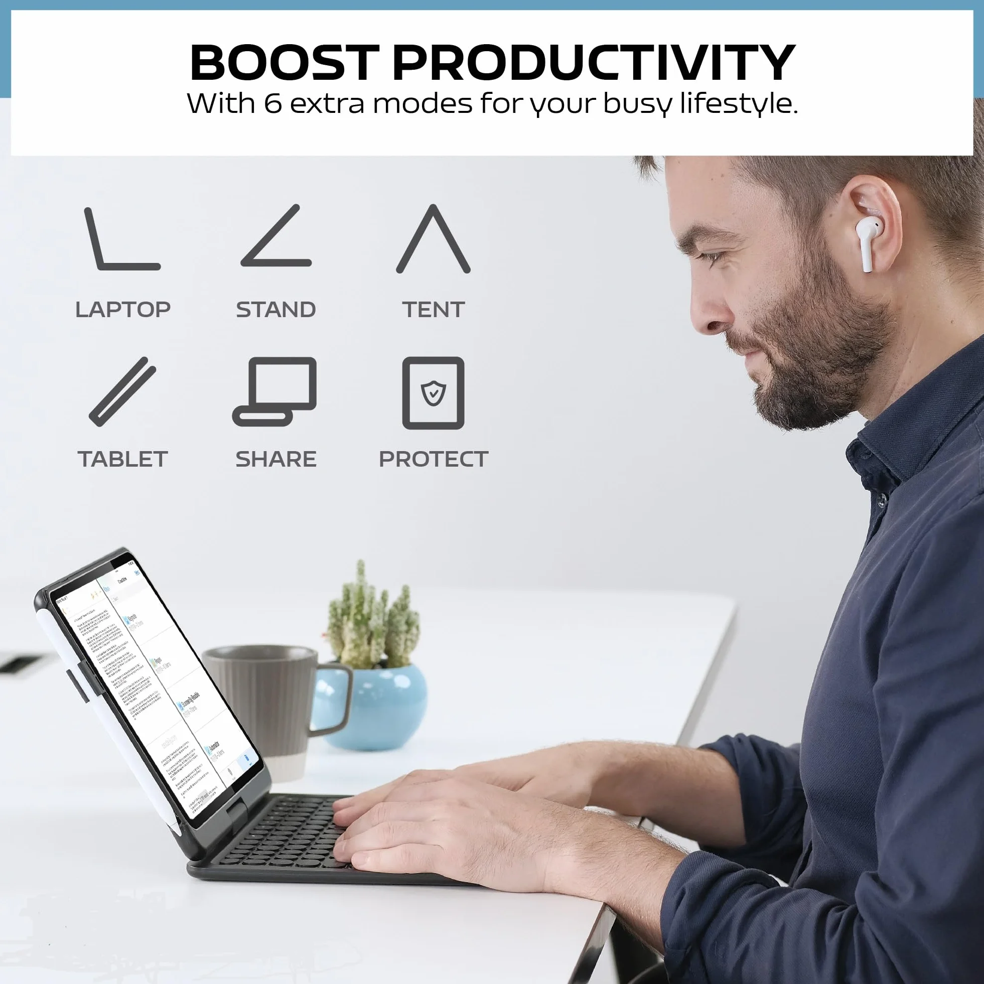 Etui na klawiaturę do iPad Pro 6/5 generacji 2018/2017 9,7", 360°, iPad Air 2/Air 1, bezprzewodowa klawiatura Bluetooth z touchpadem, 7-kolorowe oświetlenie (czarne)