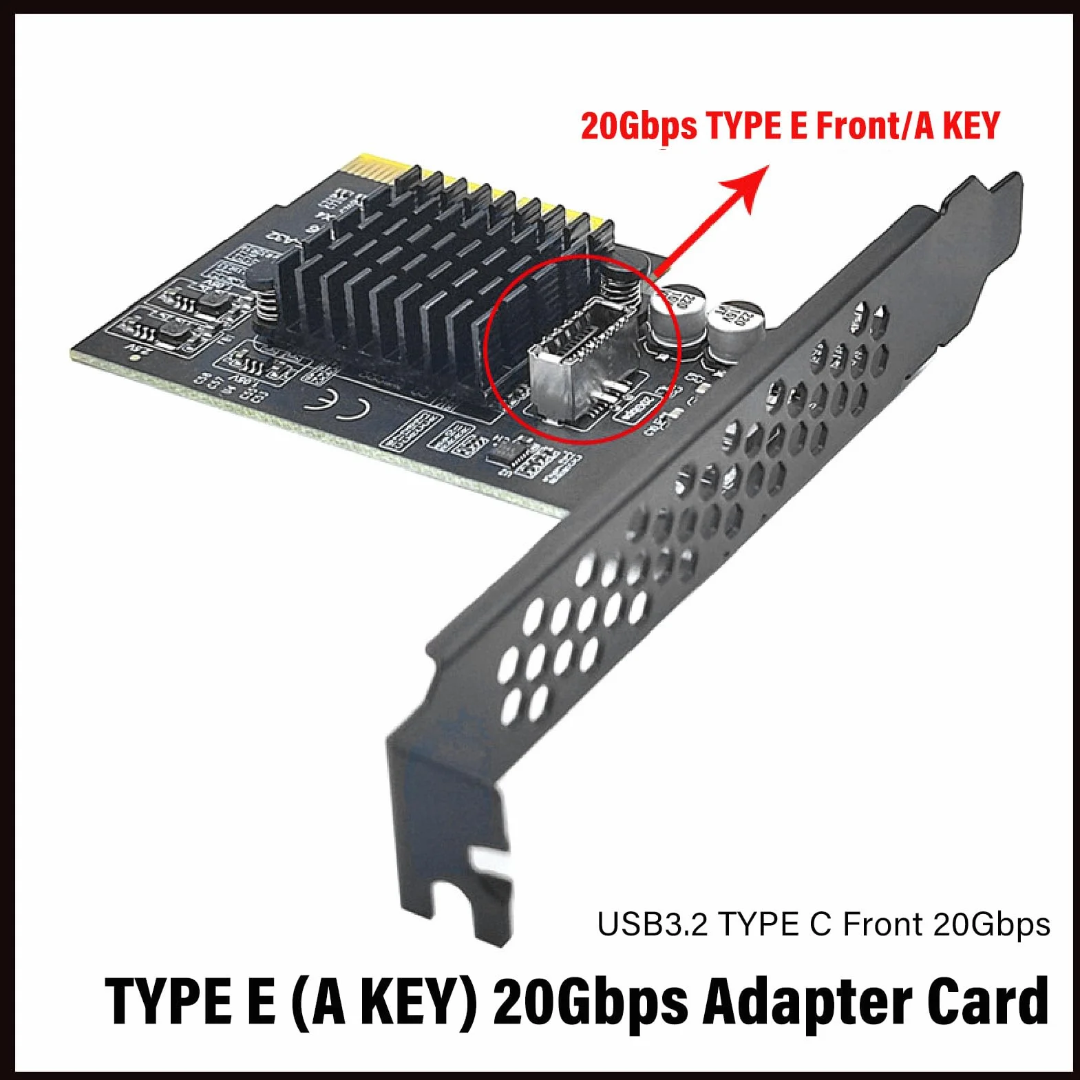 Karta rozszerzeń PCIE na USB 3.2 Gen 2, karta USB3.2 GEN2x2 20Gbps TYPE-C TYPE E Front/A KEY, do ASMedia ASM3242, karta PCI Express USB do komputera stacjonarnego, dla 10