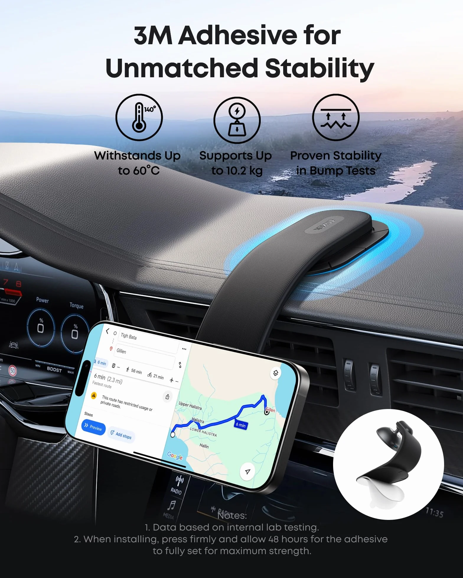 Bezprzewodowa ładowarka samochodowa Anker Nano, regulowana magnetycznie w zakresie 360°, odłączana podkładka, szybkie ładowanie Qi 15 W, solidny metalowy uchwyt, do serii iPhone 16/15/14/13/12 (z zasi | Magnetyczna ładowarka samochodowa z regulacją 360°,