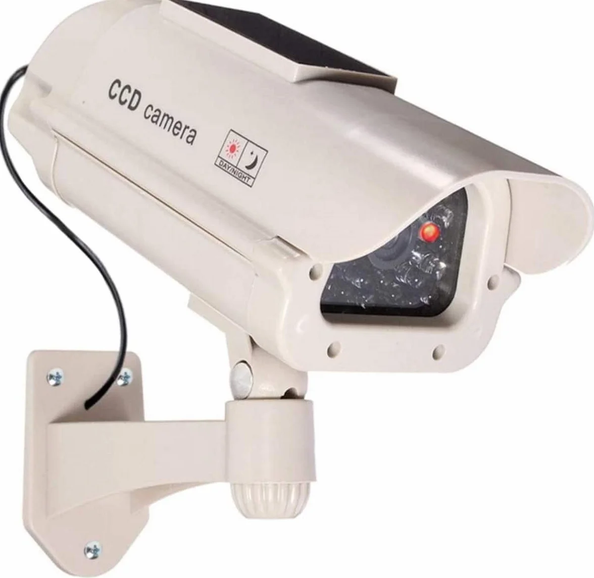 O&W Security Duża kamera do monitoringu z obiektywem i migającą diodą LED (IRlook), wodoszczelna, 360° uchwyt na ścianę/sufit, czujnik LED, do użytku wewnątrz i na zewnątrz, 2 x AA