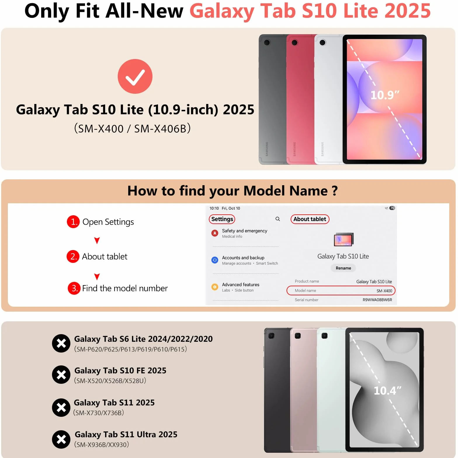 TiMOVO Etui Samsung Galaxy Tab S10 Lite 10,9 cala 2025 SM-X400/X406 z uchwytem S Pen, Cienki futerał ochronny TPU Auto aktywacja/uśpienie, niebieskie