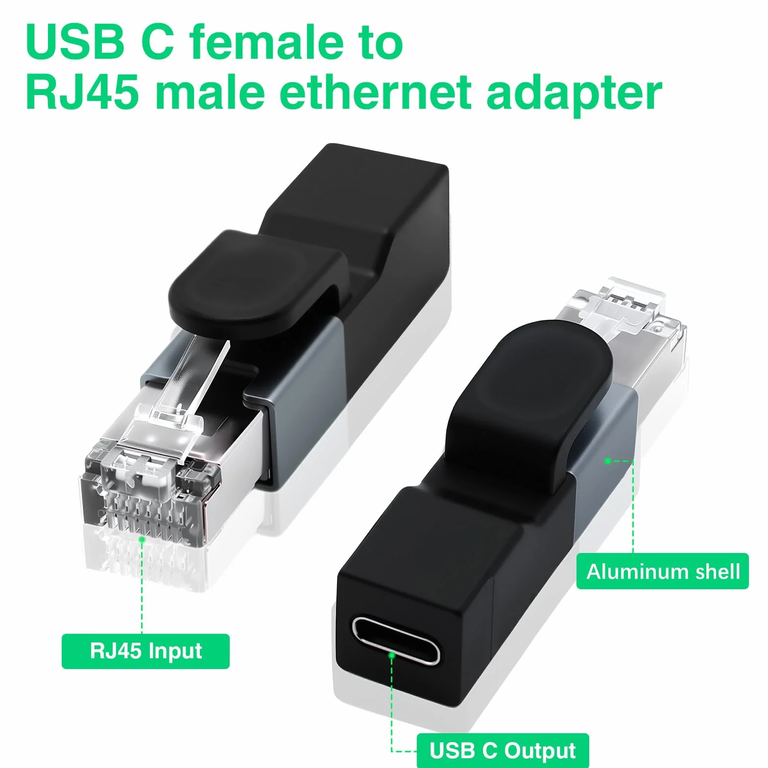 Duttek Adapter USB-C na Ethernet, Gigabit 1000 Mb/s, złącze żeńskie USB-C na męskie RJ45 do MacBooka Pro/Chromebooka, Thunderbolt 3