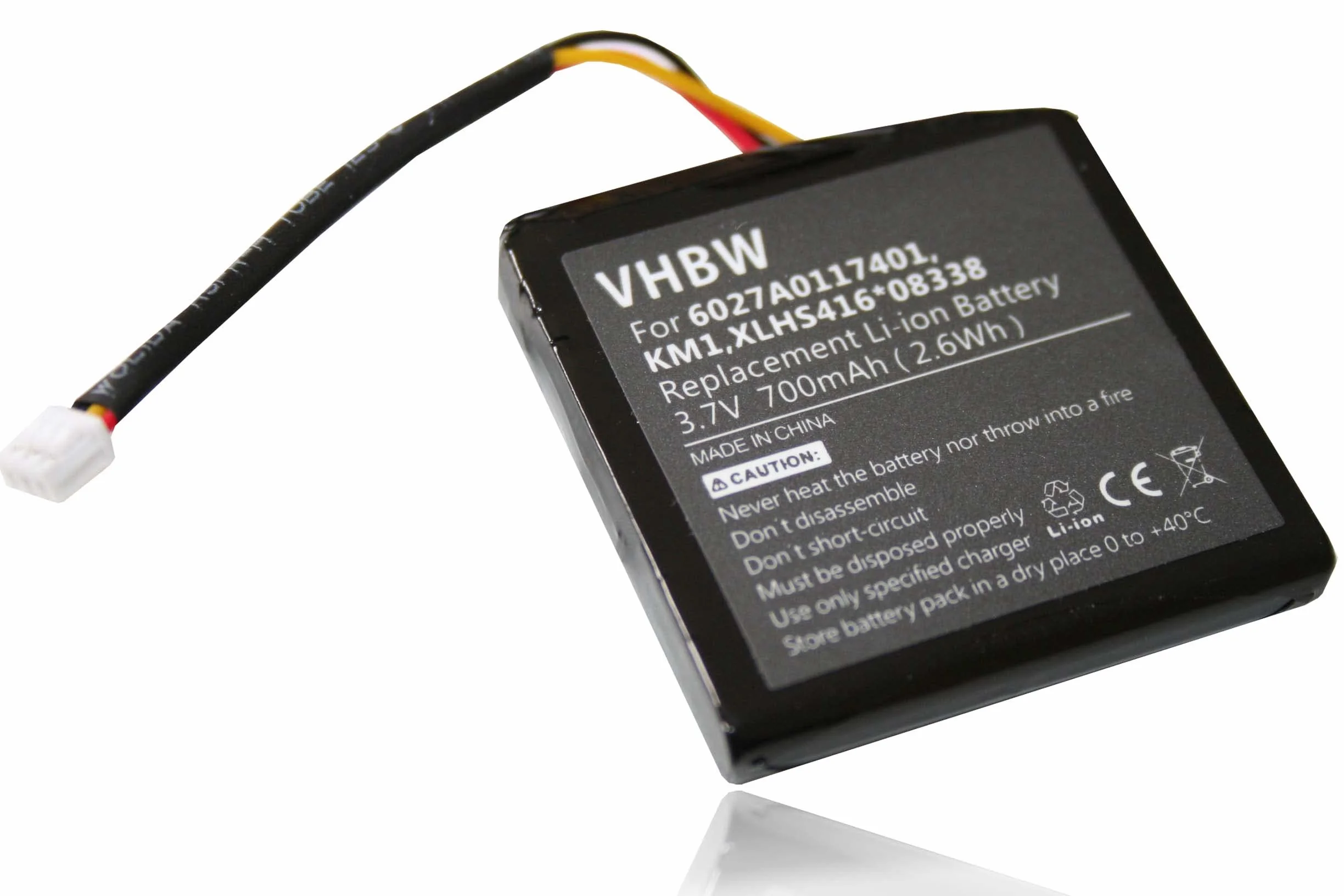 vhbw Wymienny akumulator do Tomtom 6027A0117401, XLHS416*08338, KM1 do GPS, urządzenia nawigacyjnego (700mAh, 3,7V, Li-ION)