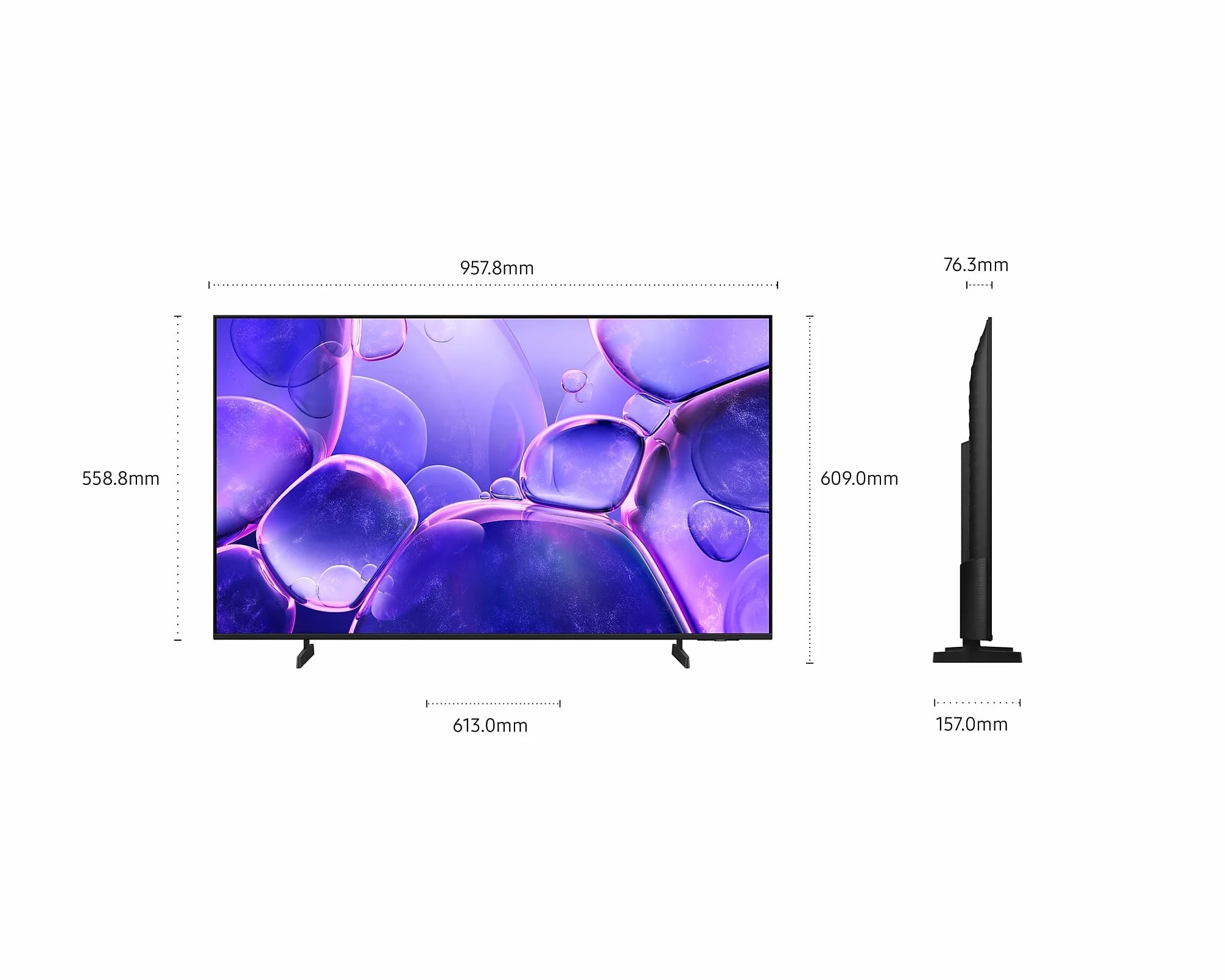 Samsung Crystal UHD 4K U80F Telewizor LED, 43 cale (108 cm), procesor Crystal 4K, wzornictwo MetalStream, SmartThings, Knox Security, Gaming Hub, AI Upscaling (wersja węgierska)