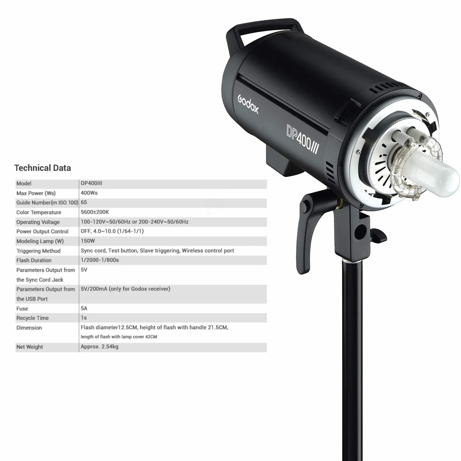 GODOX DP400III Studio lampa błyskowa, 400 W, 2,4 G, bezprzewodowy system X, lampa błyskowa z uchwytem Bowens Mouns, 5600 K, temperatura barwowa, fotografia, miganie