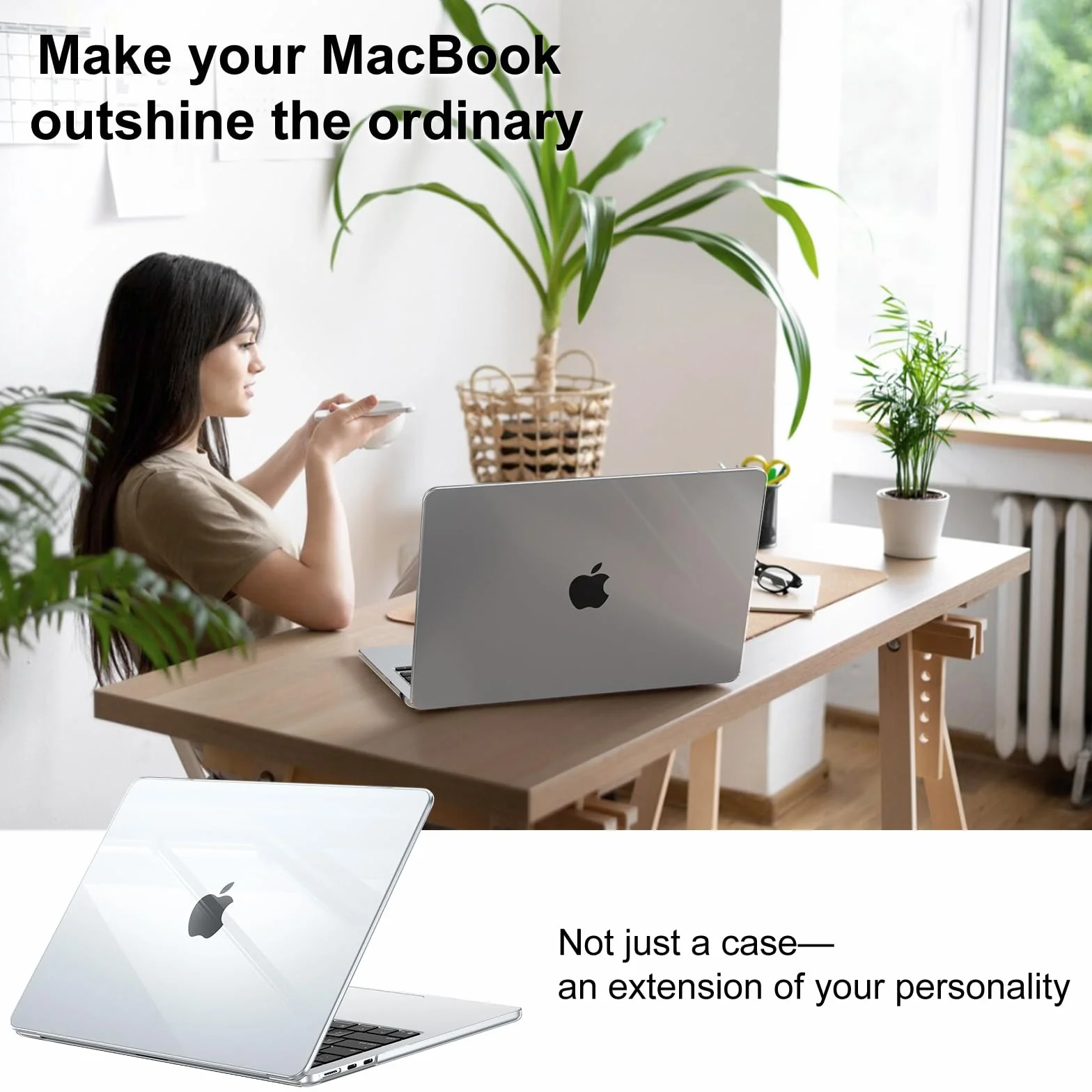 Etui Kompatybilne z MacBook Air 13.6 M4 M3 M2 2025 2024 2022 A3240 A3113 A2681, Plastikowa Obudowa Ochronna i Ultracienka Osłona Klawiatury TPU w Wersji EU, Przezroczysty