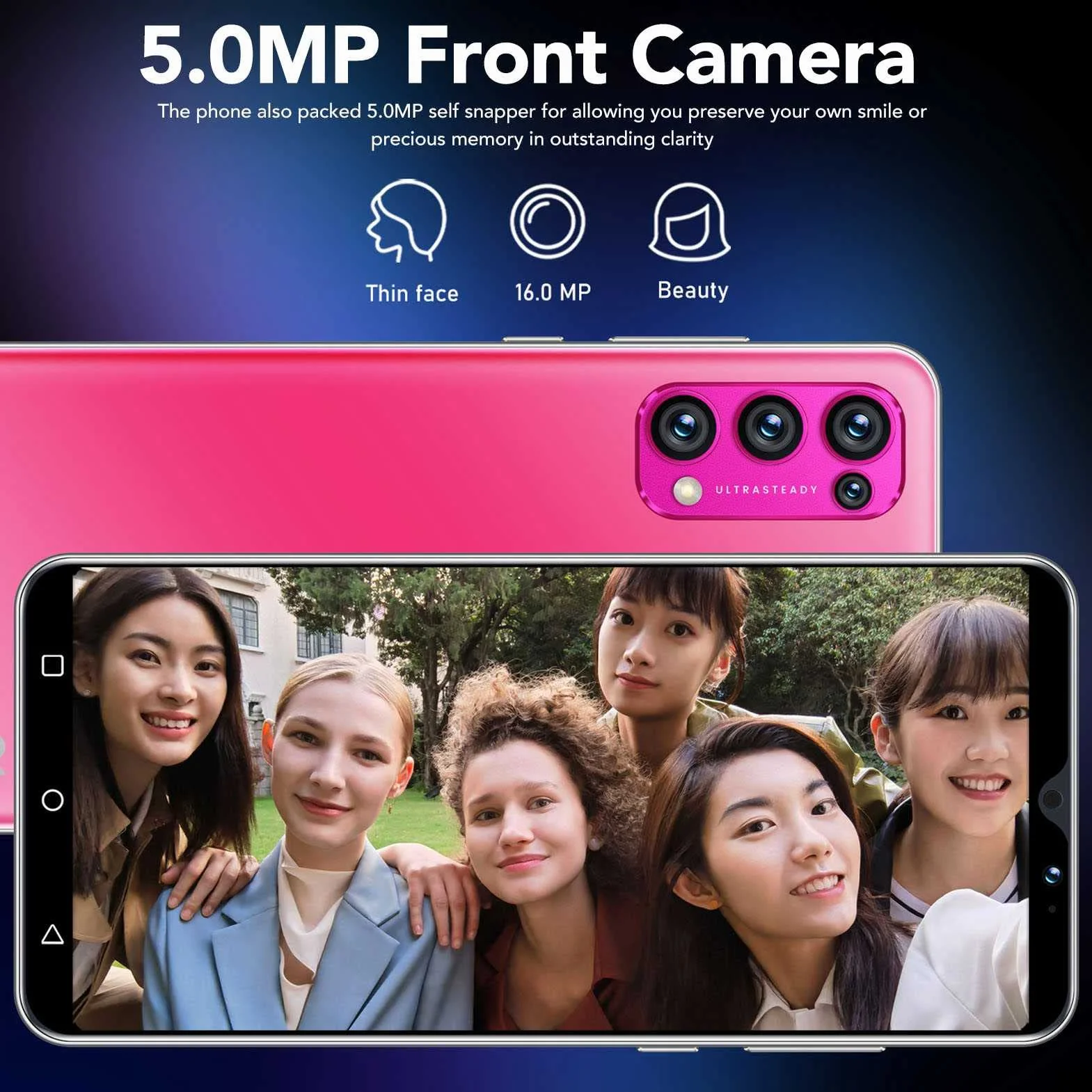 Odblokowany Smartfon z Androidem 10, 5,45-calowy Ekran FHD, Odblokowany Telefon Komórkowy z Dwiema Kartami SIM, Przedpłacony Smartfon 3G, 2 GB Pamięci RAM 16 GB ROM, Przód 5 MP z Tyłu 8(różowy)