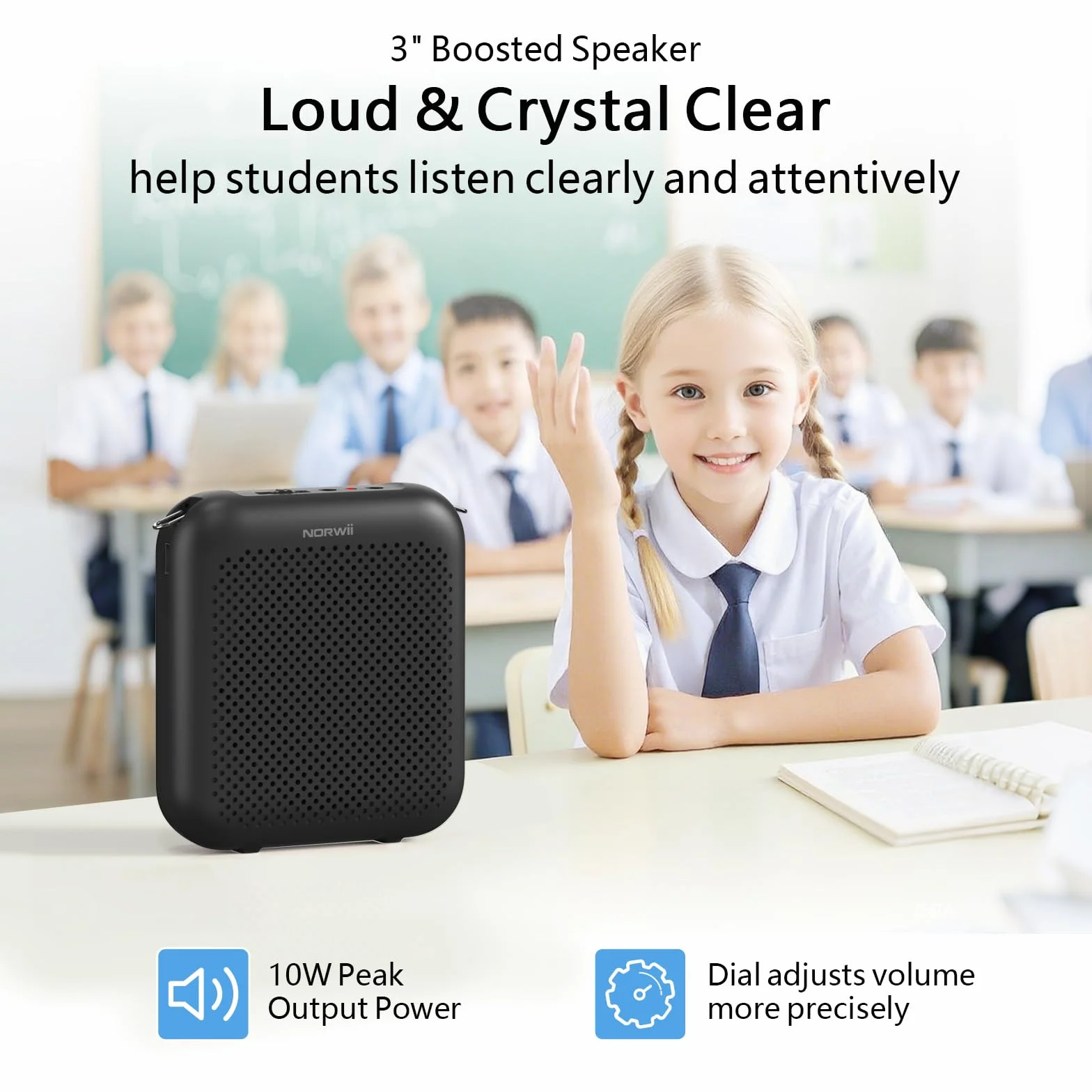 Norwii Wzmacniacz głosu, wzmacniacze mocy, przenośny mini przewodowy zestaw słuchawkowy z mikrofonem do nauczyciela klasy i wykładów na świeżym powietrzu, nauczania, przewodników turystycznych