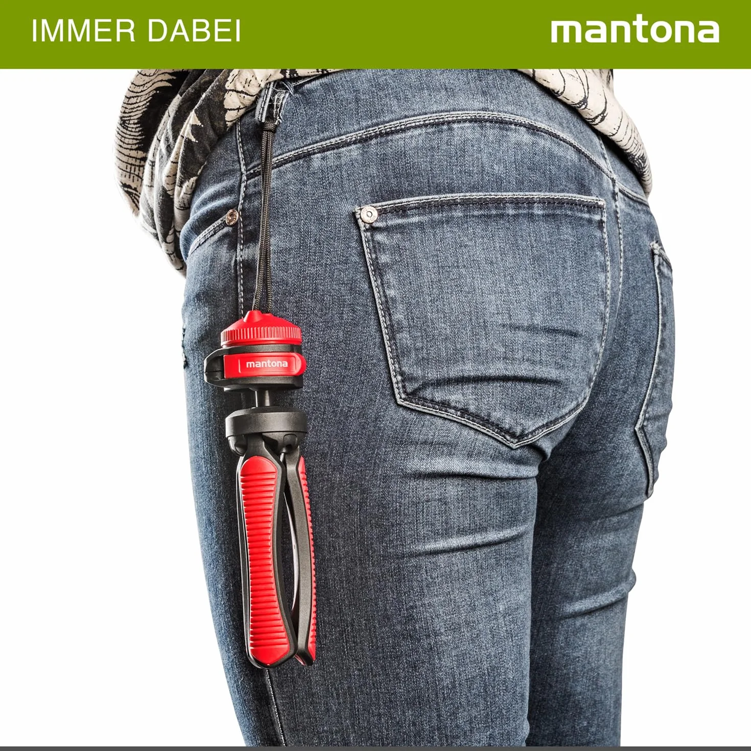 Mantona Kaleido Mini statyw z głowicą kulową 1/4 cala poziomica Chlafe Sundown Red