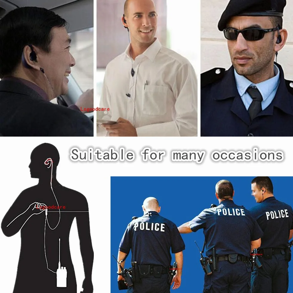 Lsgoodcare Zaawansowany zestaw słuchawkowy policyjny w kształcie litery G mikrofon PTT kompatybilny z 2-pinowym Motorola Radio CP040 CP200 XTNi DTR VL50-10 szt