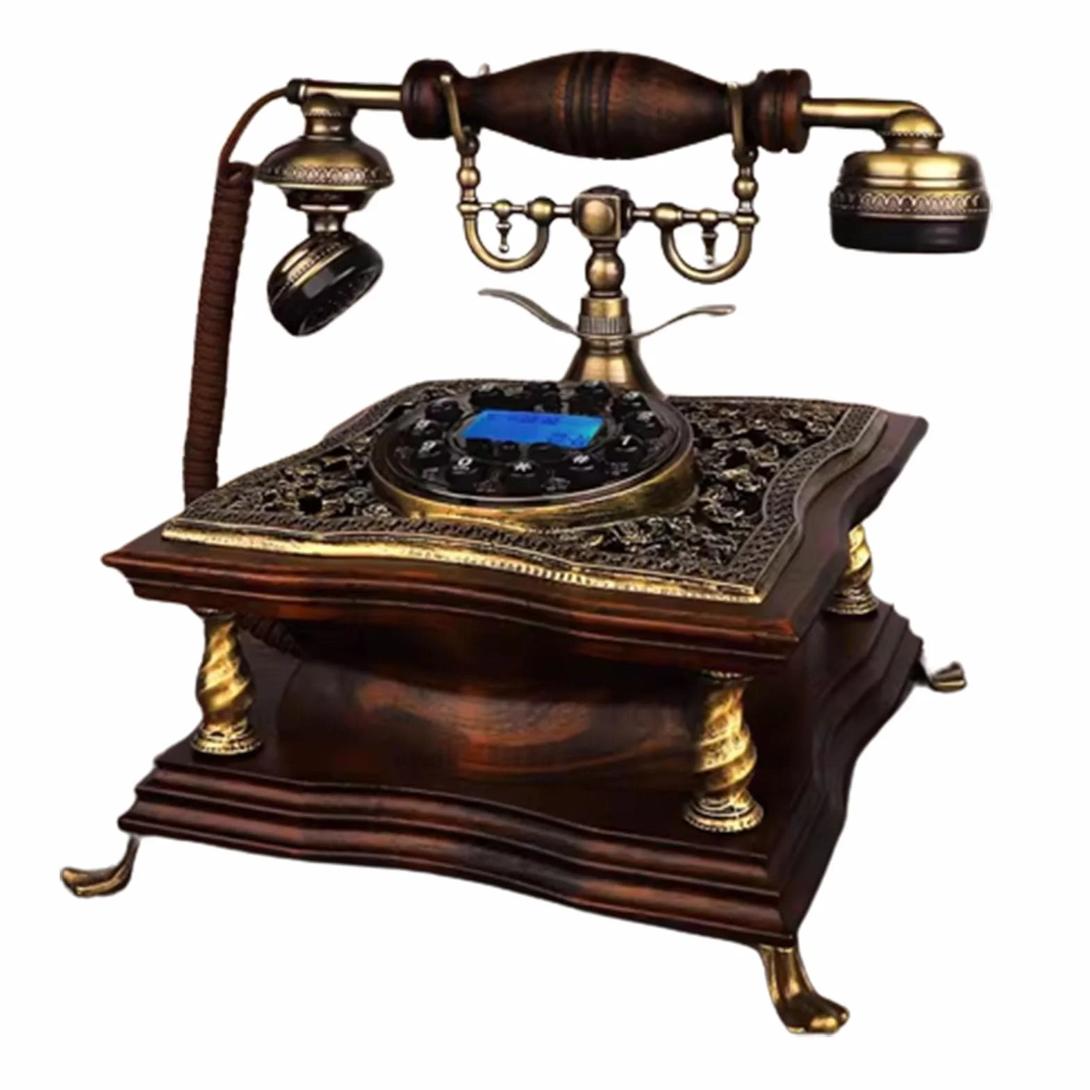 Telefon stacjonarny przewodowy Telefon z przyciskiem Telefon dekoracyjny w stylu vintage z identyfikacją dzwoniącego Ponowne wybieranie numeru Sprawdź zestaw głośnomówiący