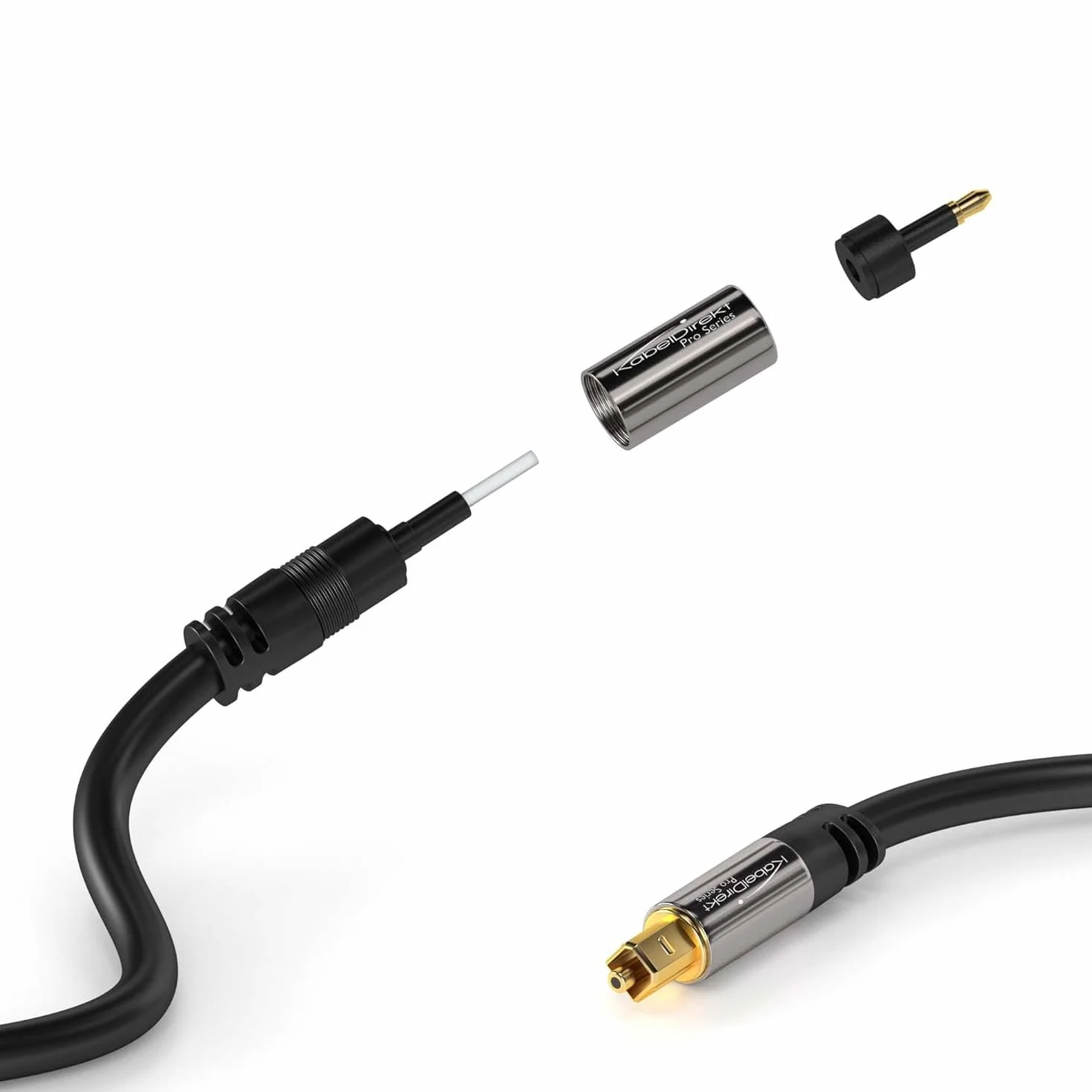 KabelDirekt – Przewód optyczny cyfrowy audio Mini-TOSLINK 0,5m (Mini-TOSLINK > TOSLINK) – PRO Series