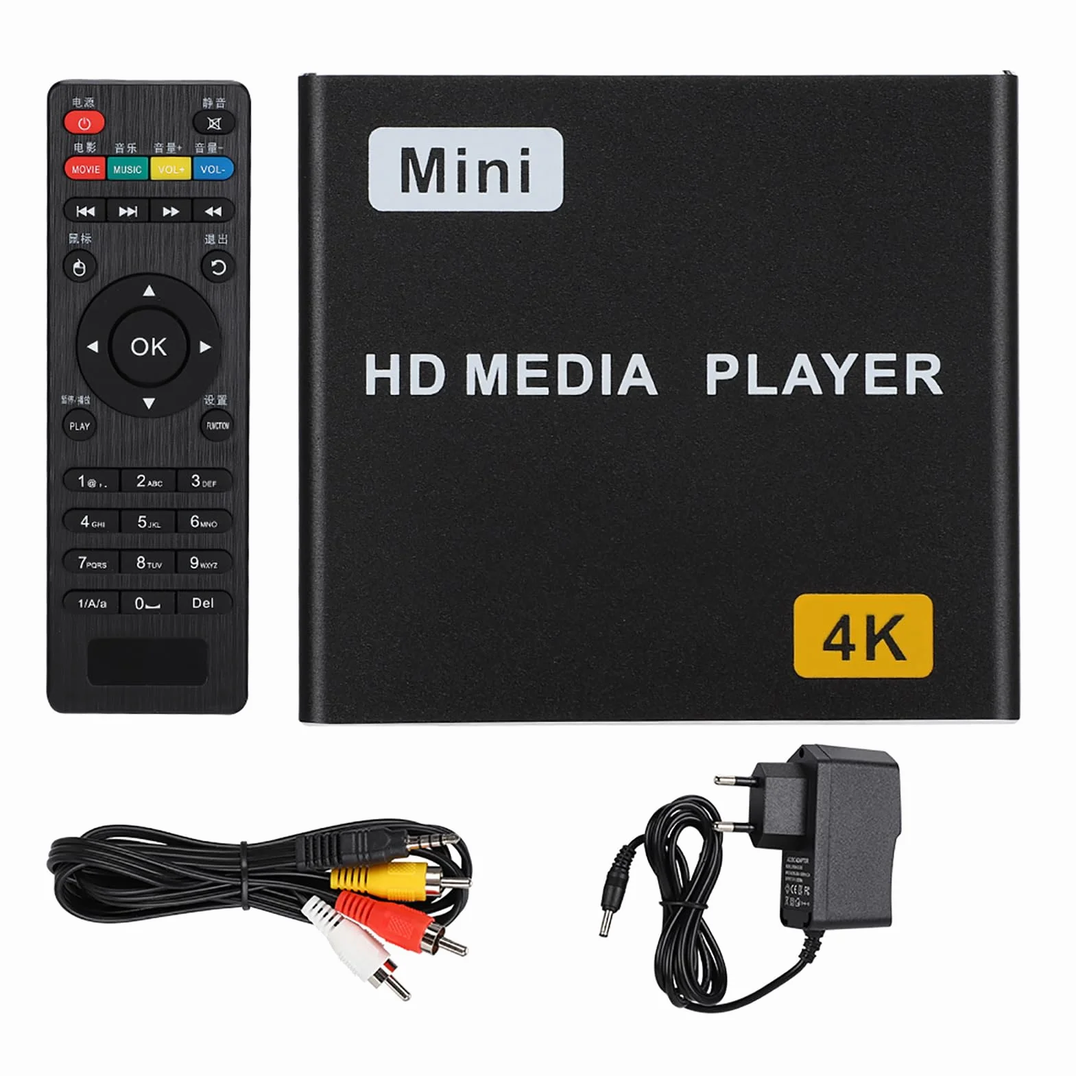 Odtwarzacz 4K Full HD, Cyfrowy Odtwarzacz Multimedialny Z Pilotem, Domowy Odtwarzacz Wideo Dla Rodziny, Obsługa Interfejsu HDMI Video I AV AUD(UE)