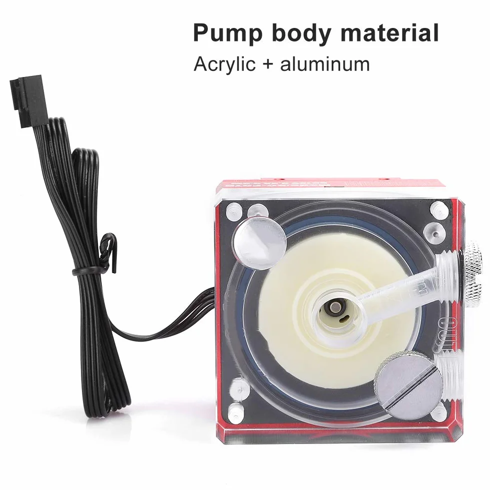 Ejoyous Pompa Chłodząca wodę Akrylowa Aluminiowa Komputerowa Chłodnica Wodna 12 V PWM 2600 Obr./min Niski Poziom Hałasu 500 l. wys. 4 M Podnoszenie dla Komputerów PC Konstruktorzy Systemów (czerwony)