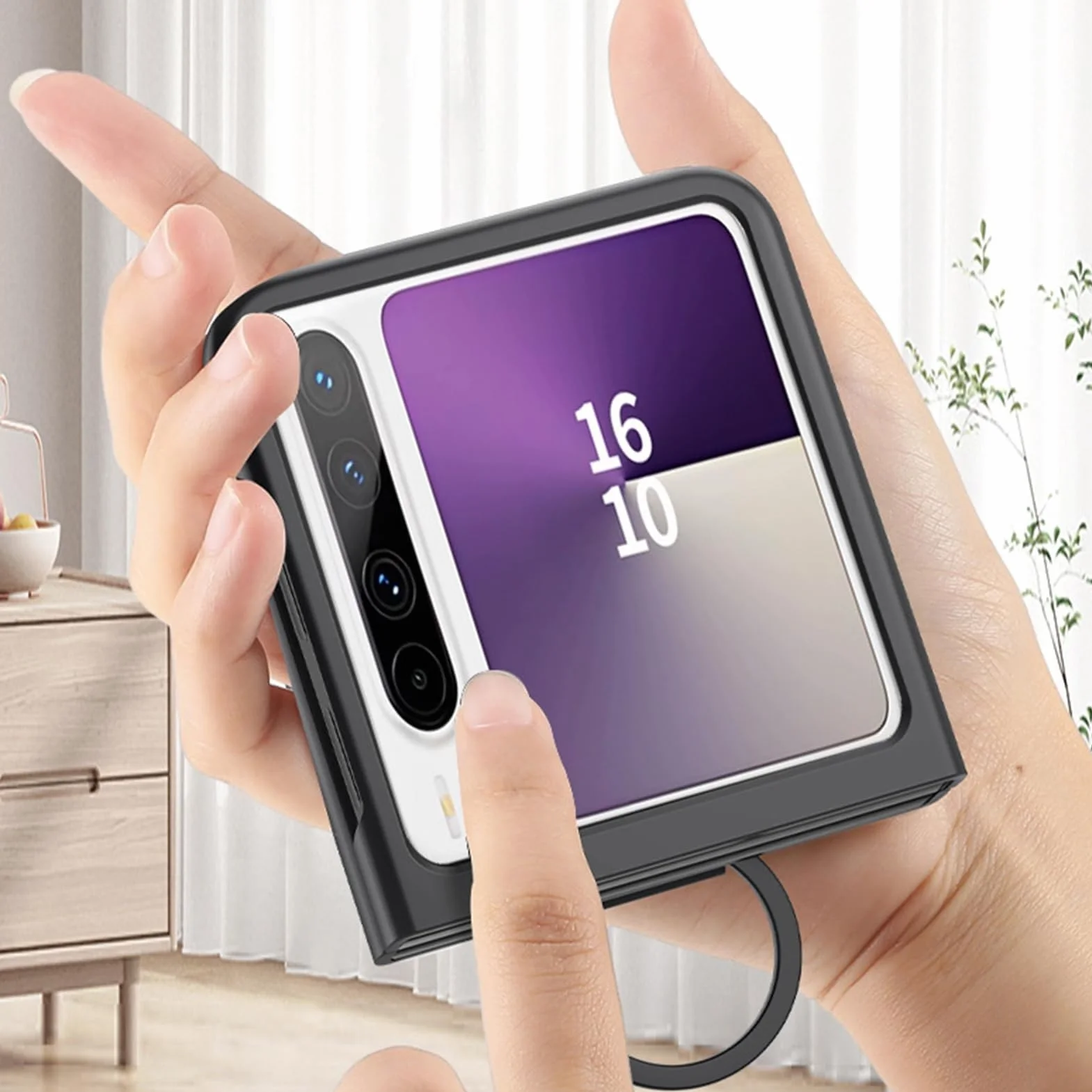 Etui na Huawei Pura X, pierścień na palec PC etui na telefon ze szkła hartowanego etui ochronne na ekran odporne na zarysowania, odporne na wstrząsy powłoka (czarne)